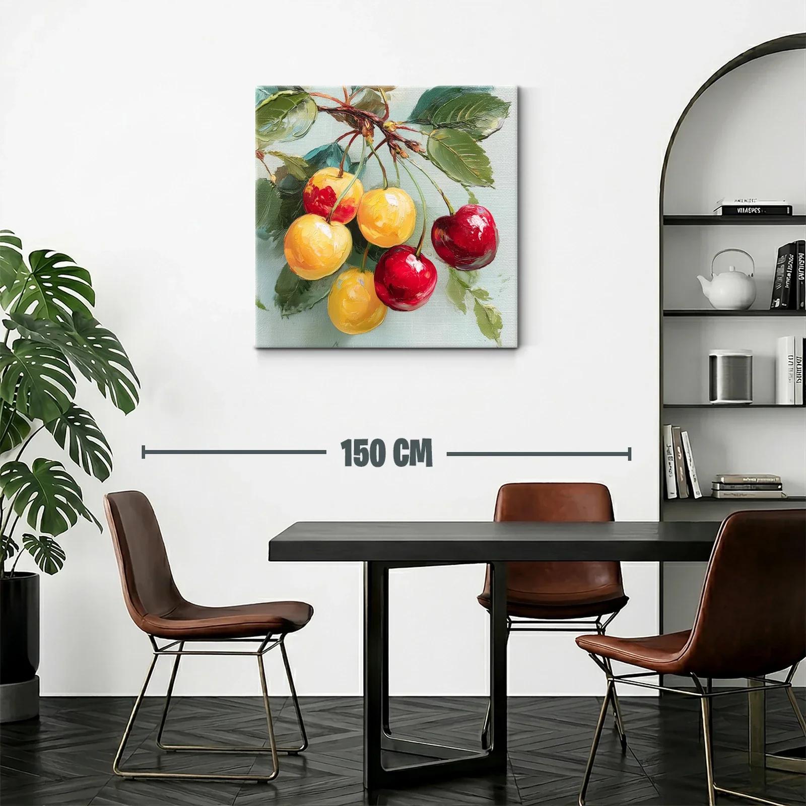 Cherries in Vibrant Red and Yellow on Soft Green Background — miniatura 2