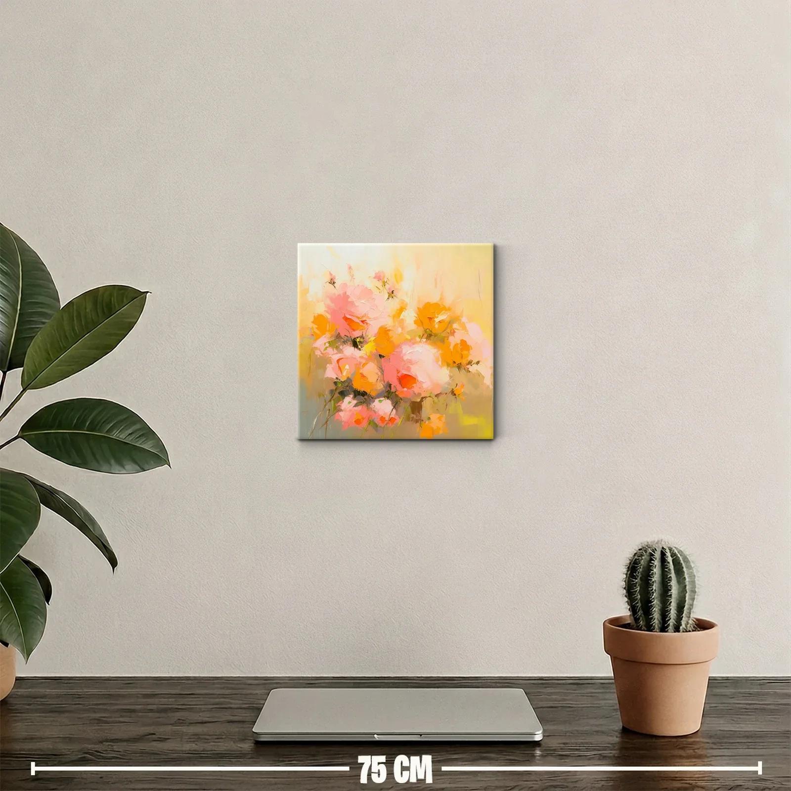 Cuadro decorativo con flores en tonos cálidos y suaves — miniatura 2