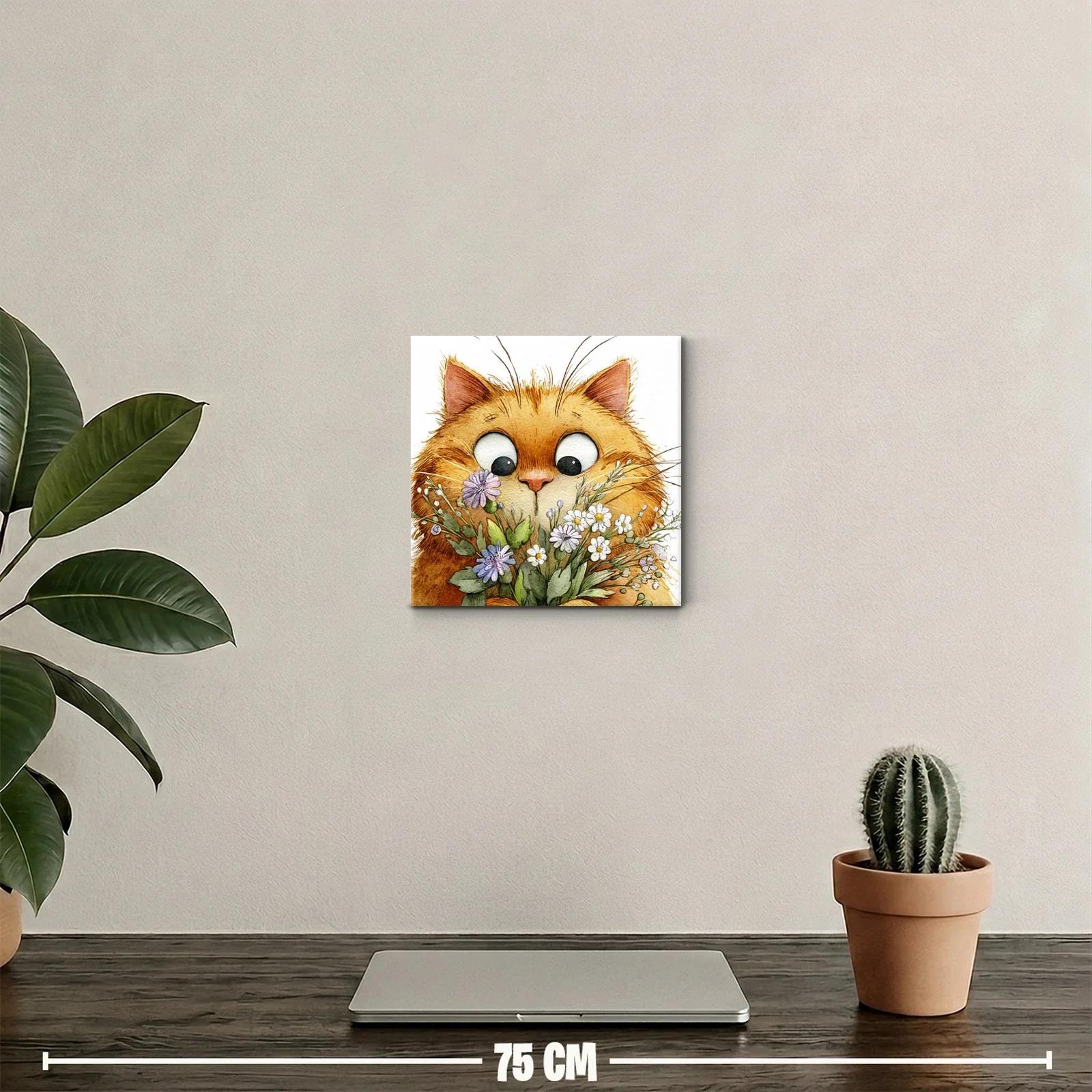 Gato curioso entre flores de colores suaves — miniatura 2