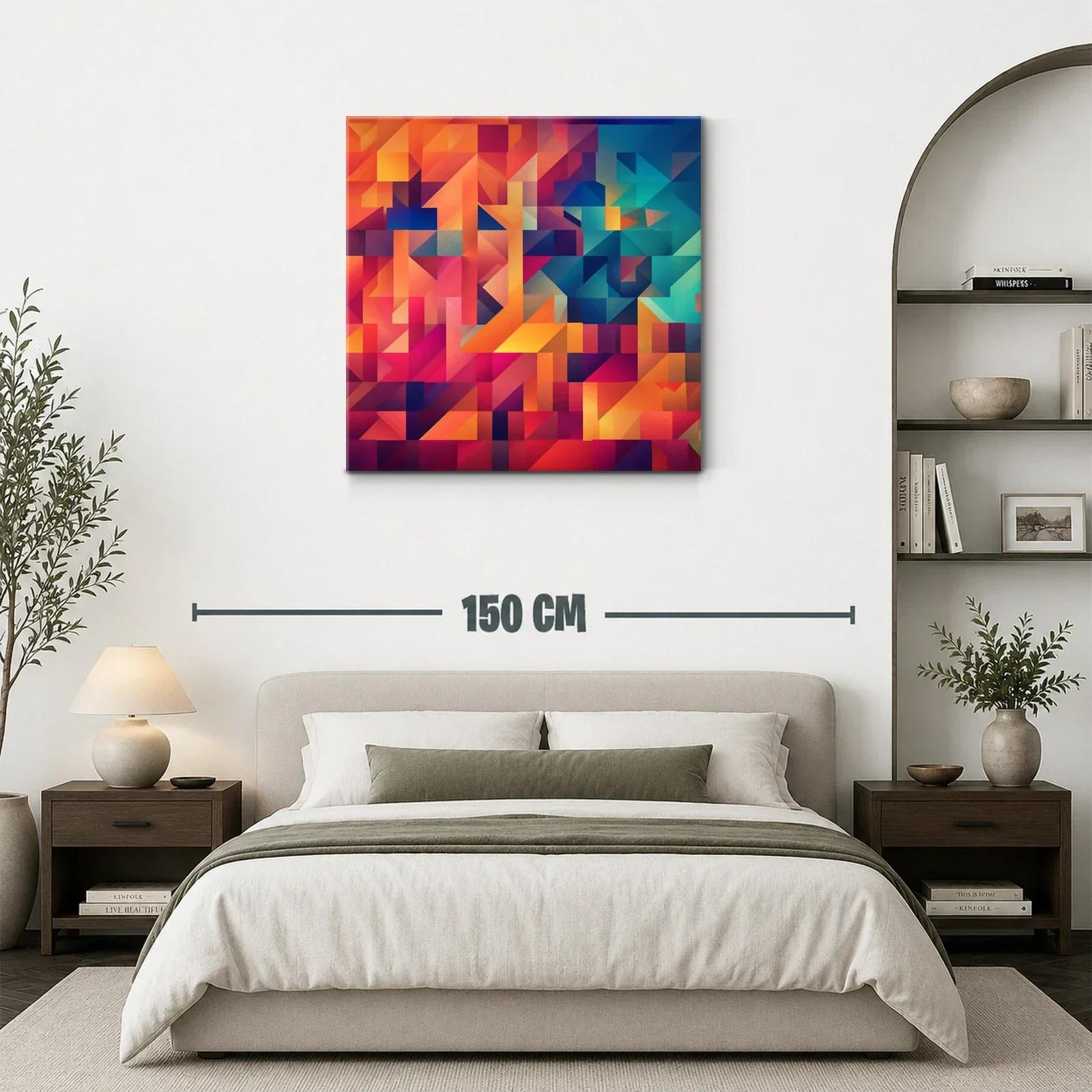 Cuadro abstracto con vibrantes tonos cálidos y fríos — miniatura 3