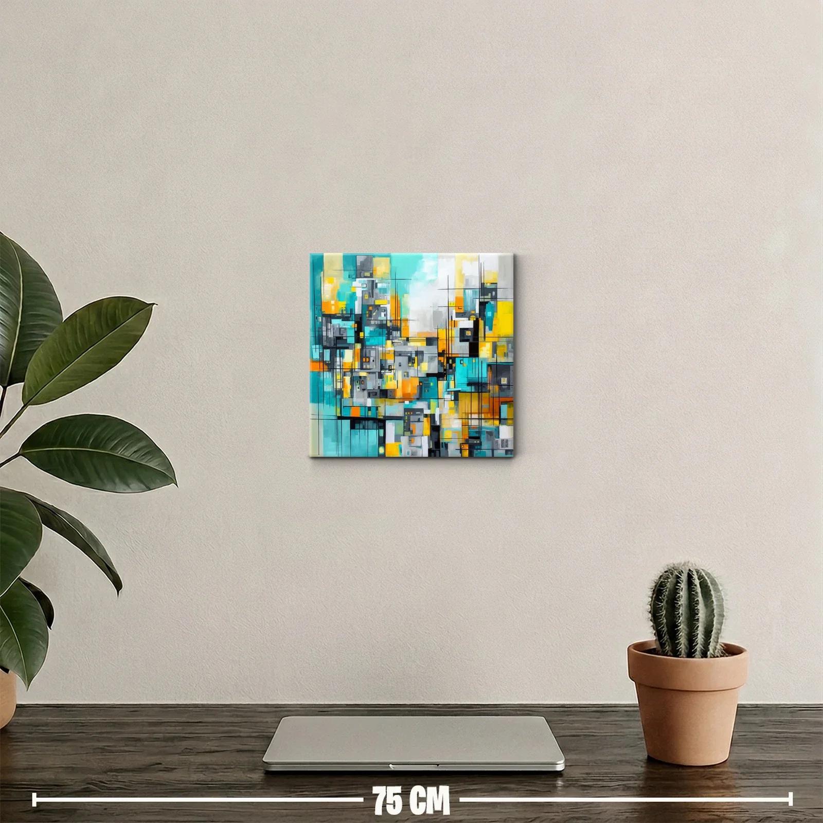 Composición abstracta con tonos vibrantes y líneas geométricas — miniatura 2