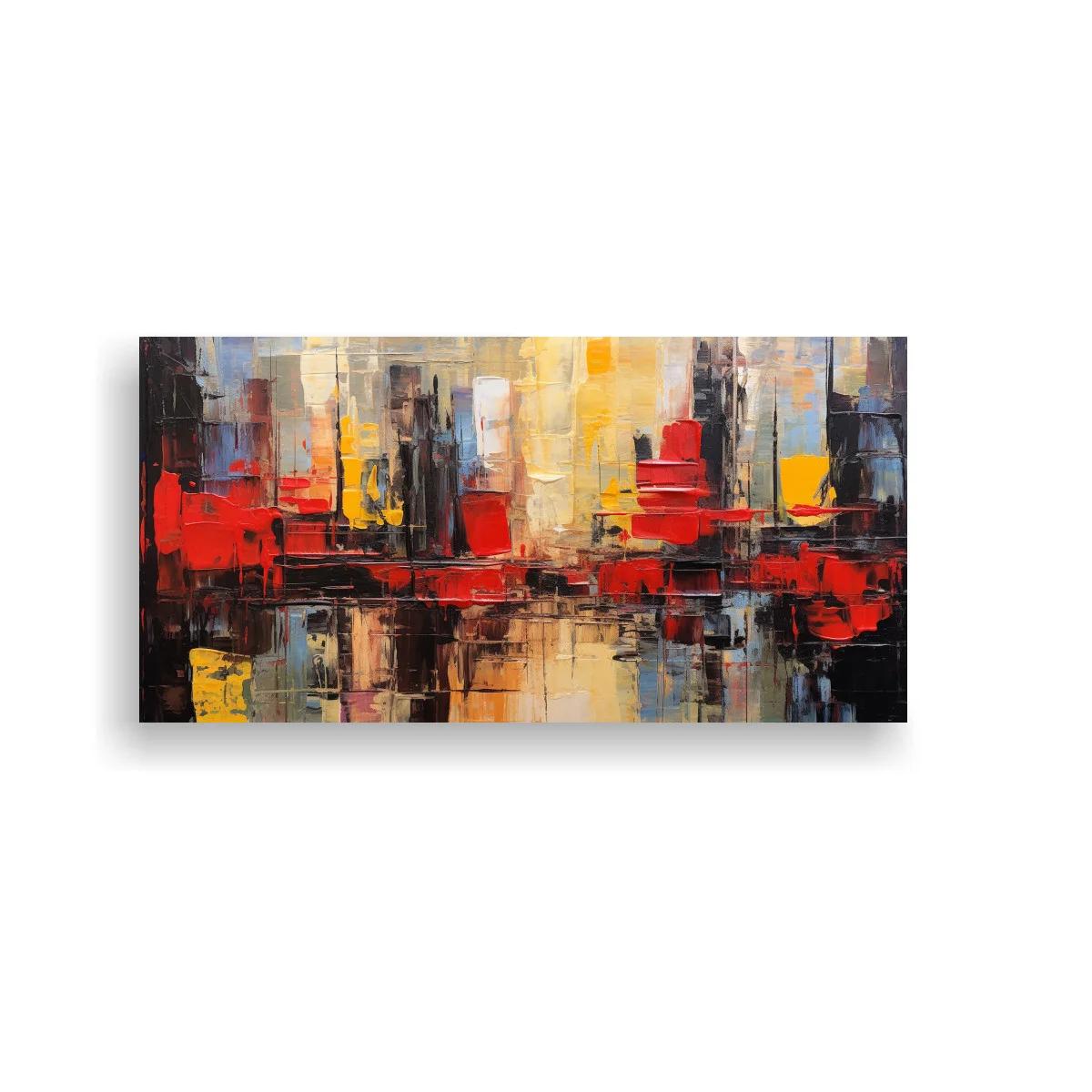 Cuadro abstracción urbana con banda intensa y bloques superpuestos — imagen principal