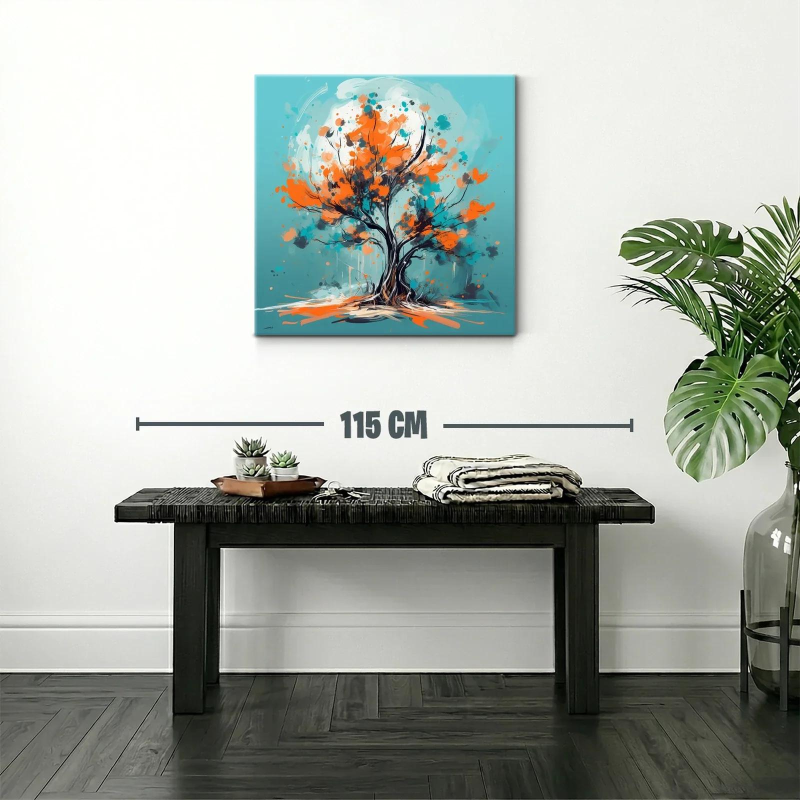 Árbol vibrante con tonos naranjas y turquesas — miniatura 2
