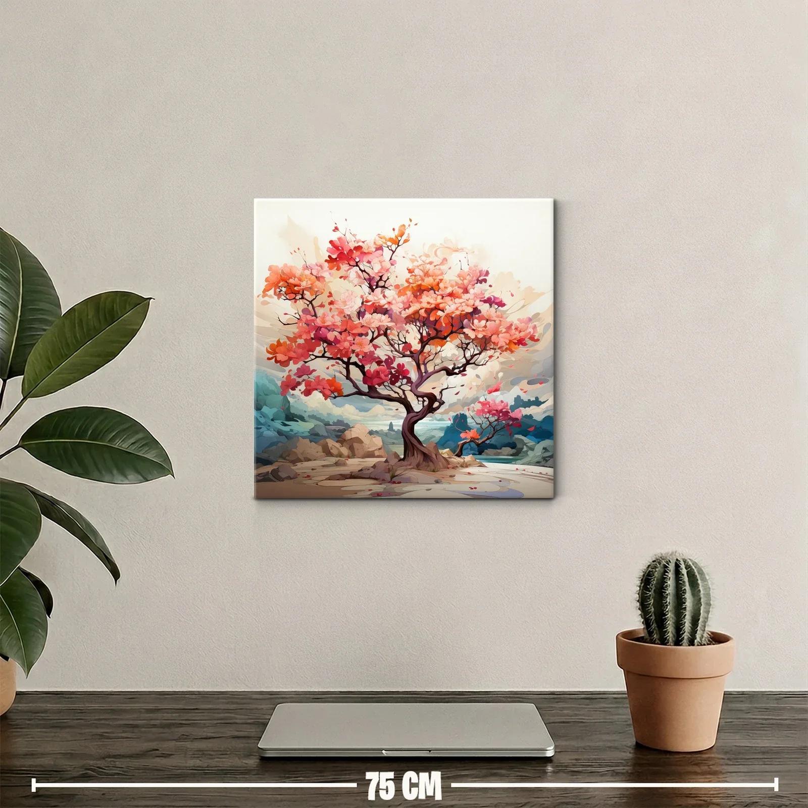 Árbol de flores vibrantes en paisaje sereno y etéreo — miniatura 2