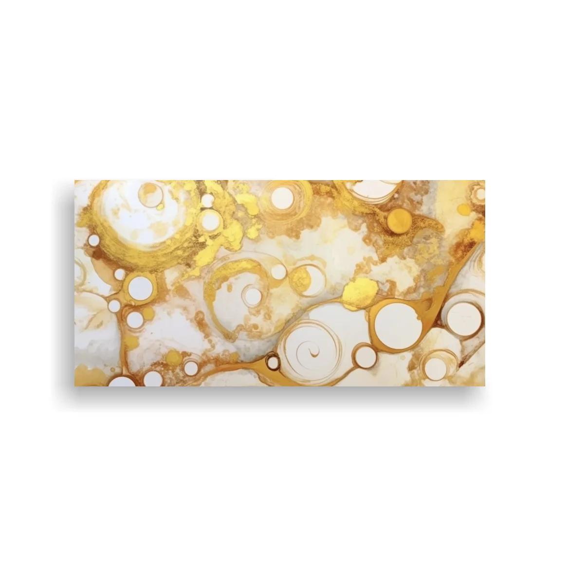 Cuadro círculos abstractos dorados con anillos finos