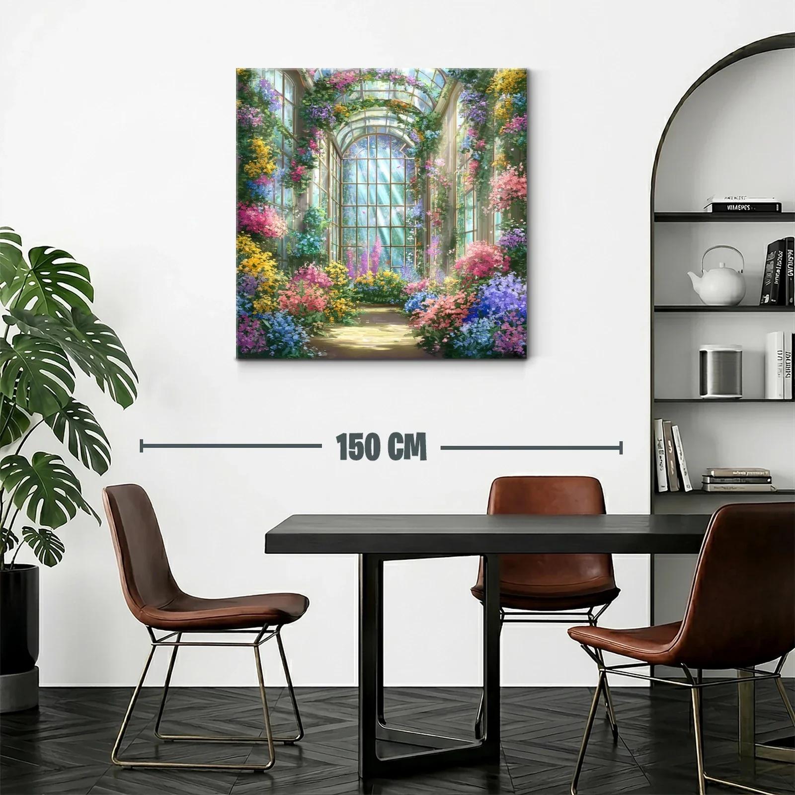 Jardín de flores en invernadero con luz brillante — miniatura 2