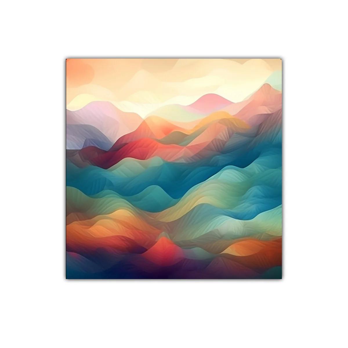 Paisaje abstracto en tonos cálidos y fríos armoniosos