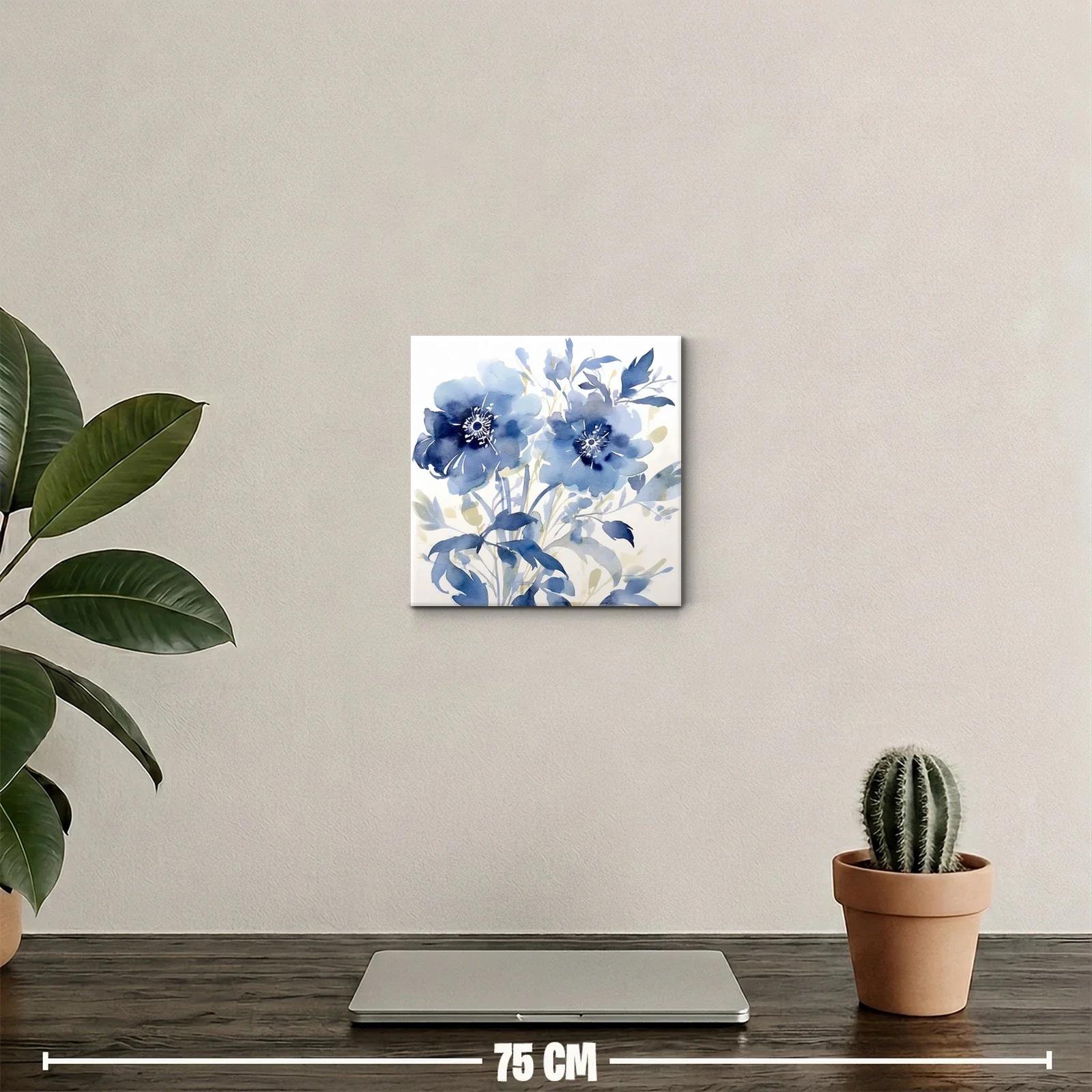 Cuadro decorativo ramo floral en tonalidades azules suaves — miniatura 2