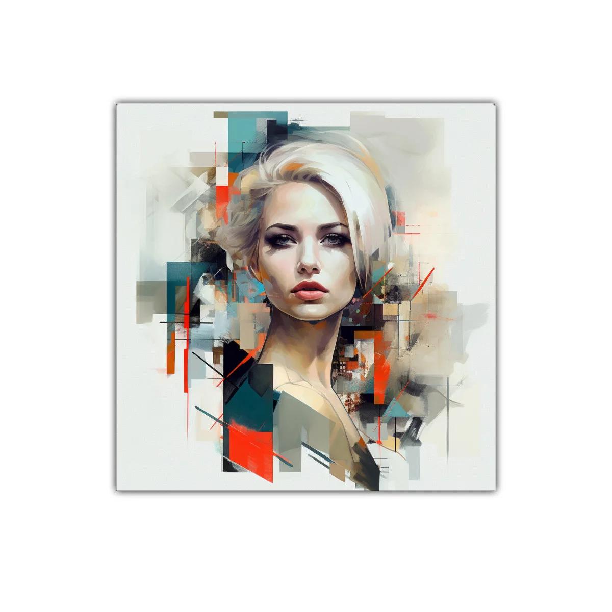 Retrato contemporáneo de mujer con toques abstractos vibrantes — imagen principal
