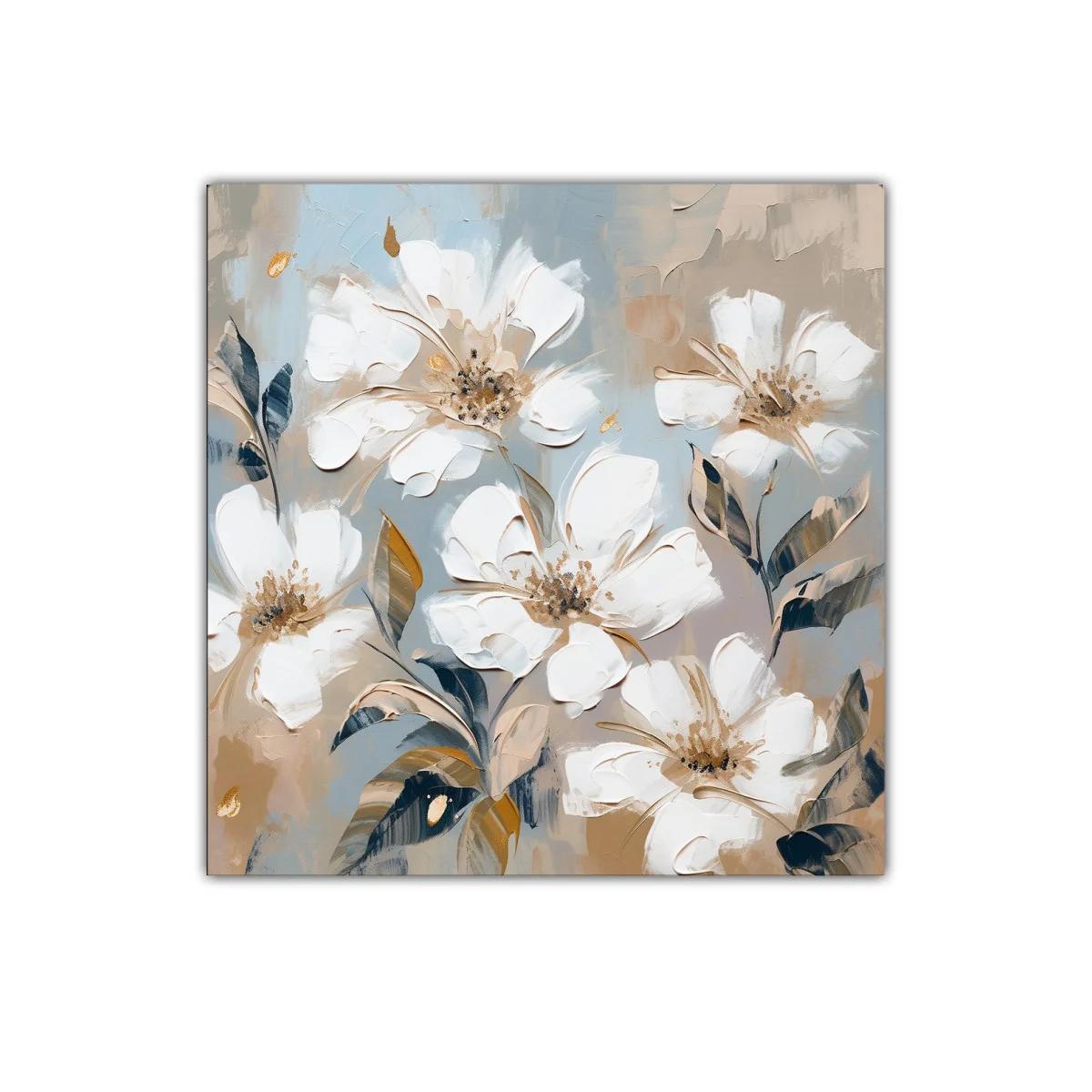 Cuadro floral elegante con flores blancas y tonos neutros — imagen principal