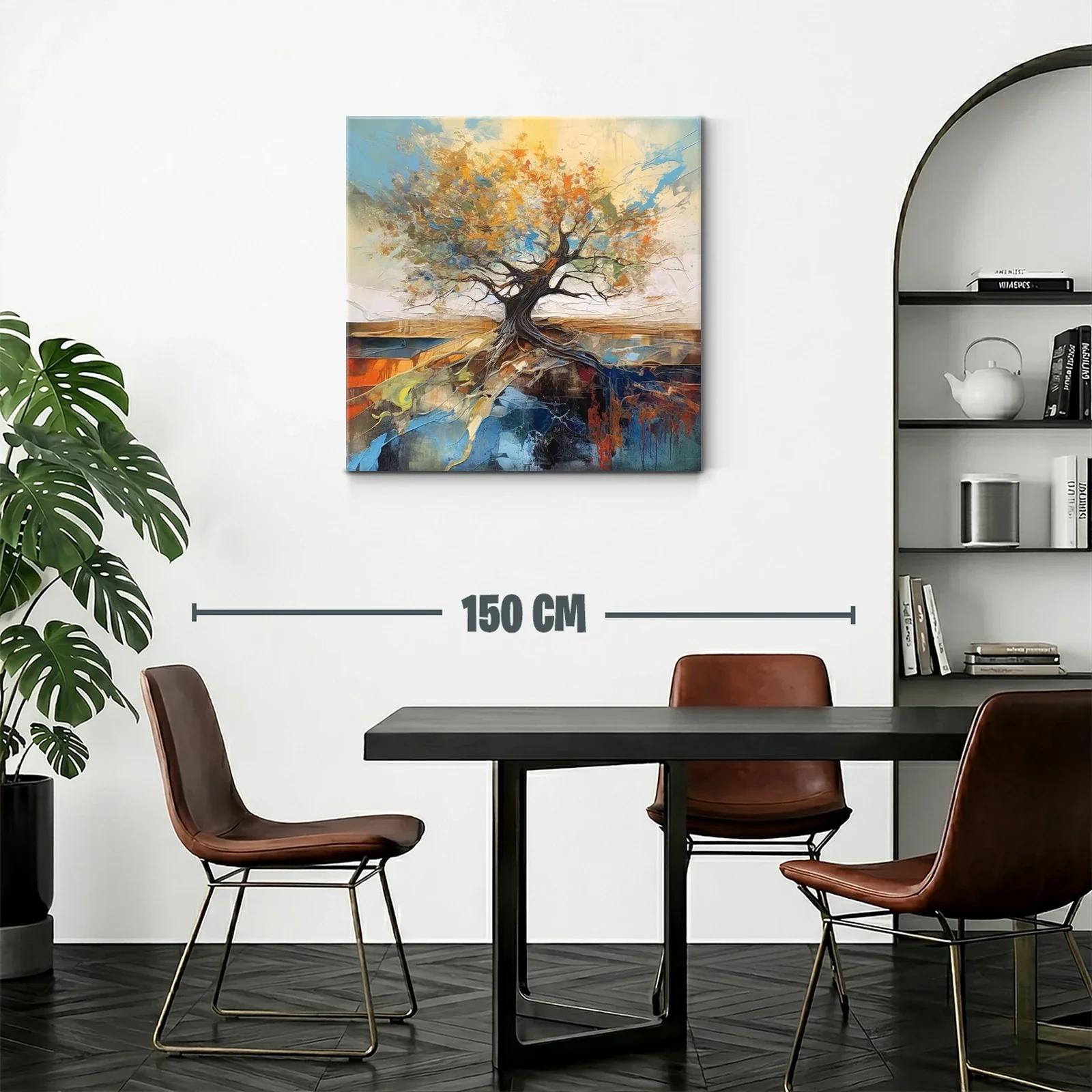 Árbol enraizado con hojas vibrantes y cielo azul — miniatura 2
