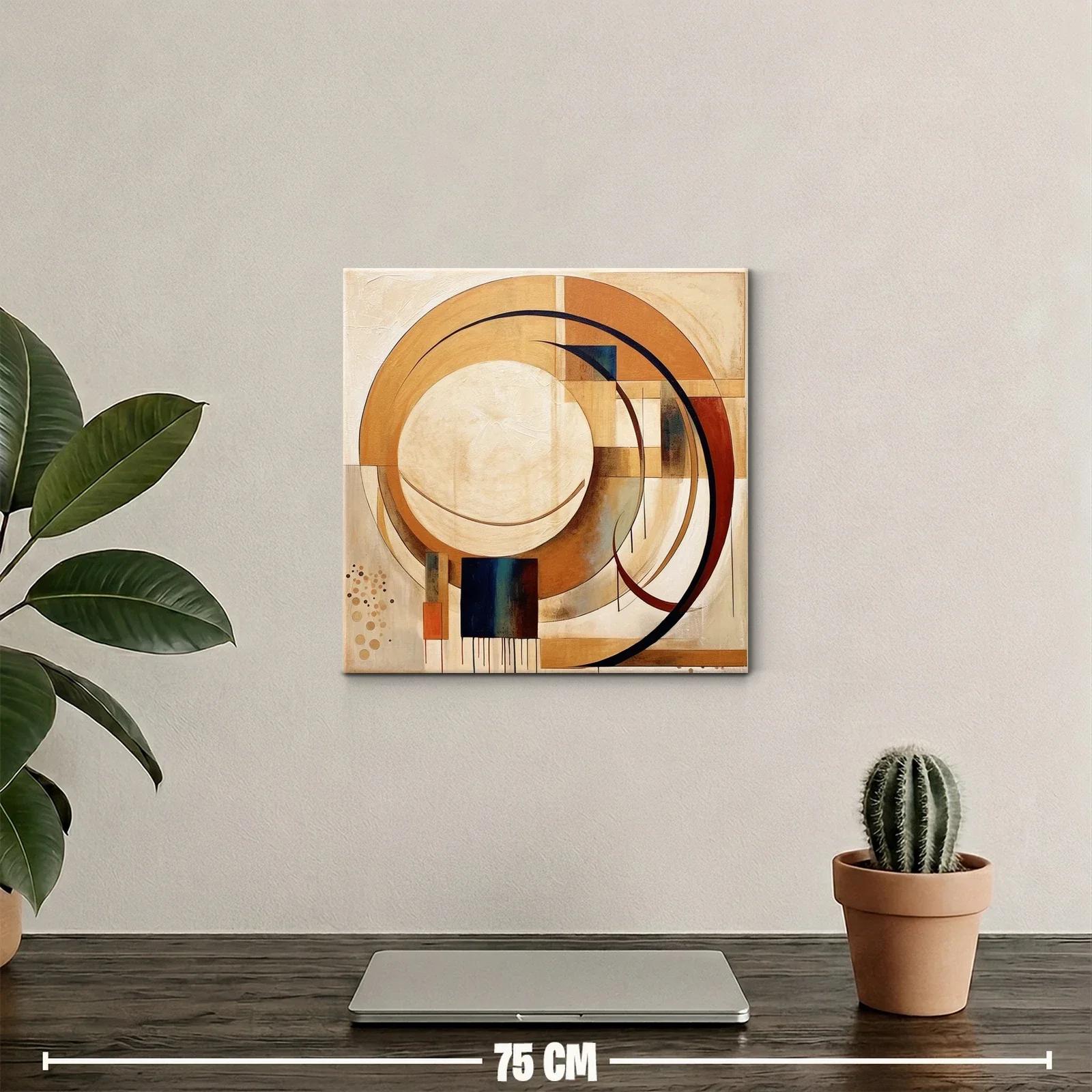 Cuadro abstracto con formas circulares en tonos cálidos — miniatura 2