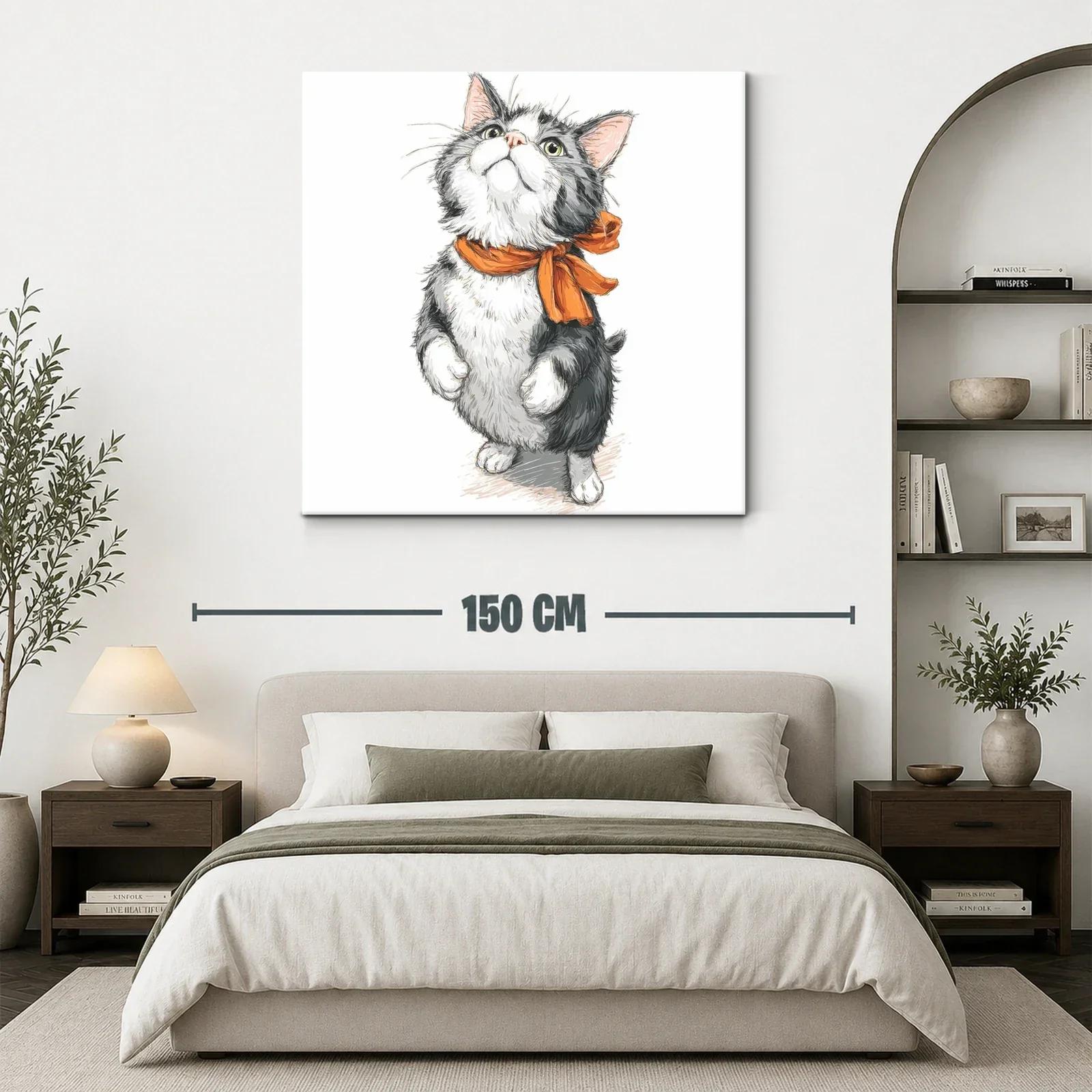 Tierno gato con pañuelo naranja en pose dulce y juguetona — miniatura 3
