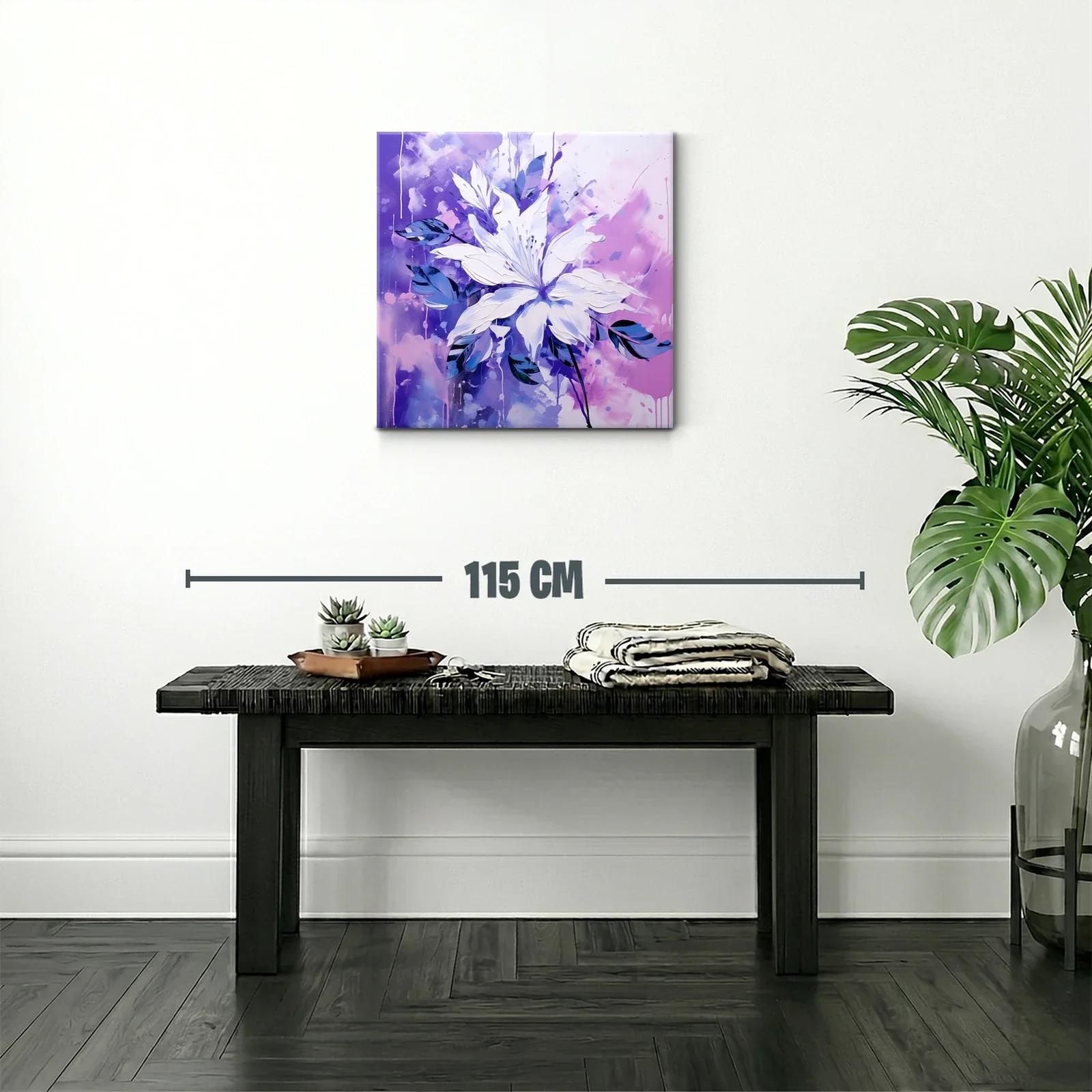 Flor blanca sobre fondo vibrante en tonos violetas y azules — miniatura 2