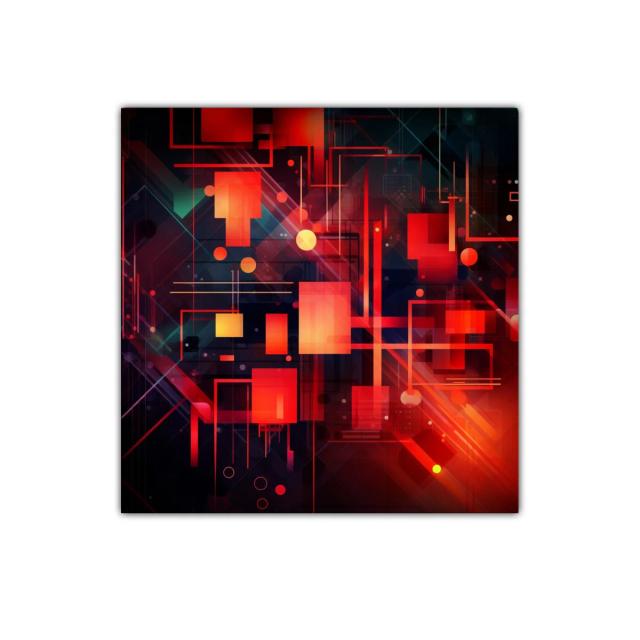 Composición abstracta con formas geométricas en tonos cálidos