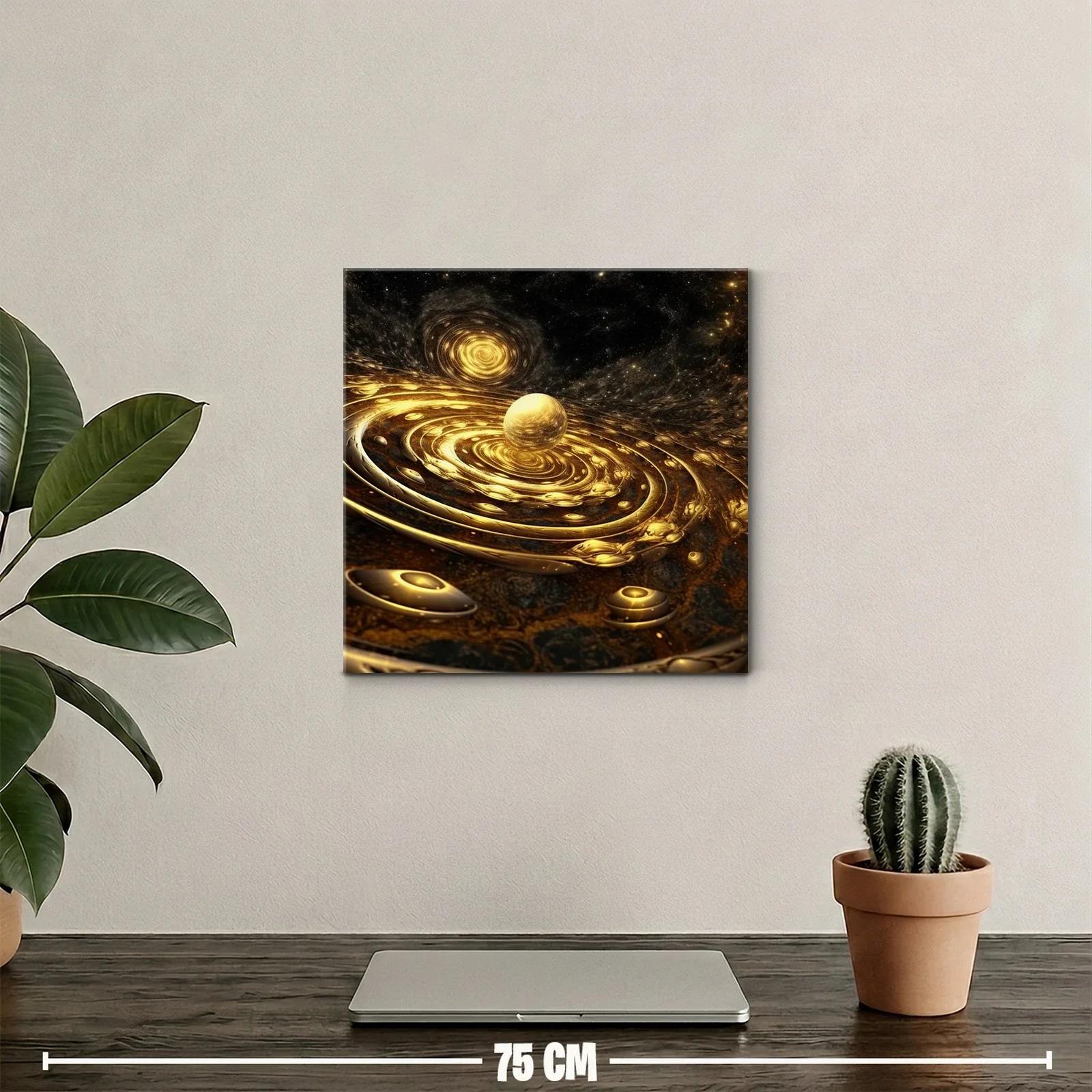 Composición Cósmica en Tonos Dorados y Negros — miniatura 2