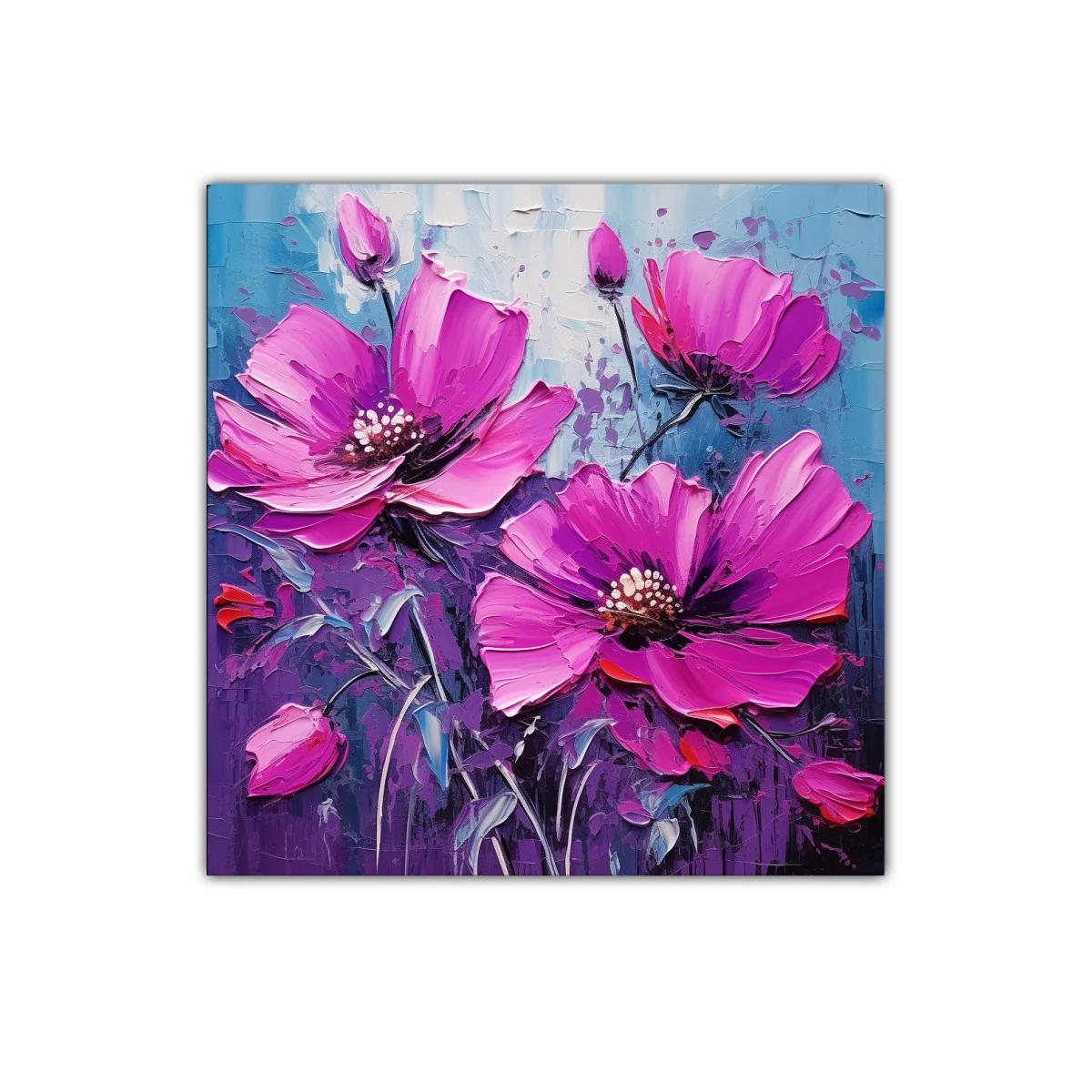 Cuadro decorativo con flores vibrantes en tonos morados — imagen principal