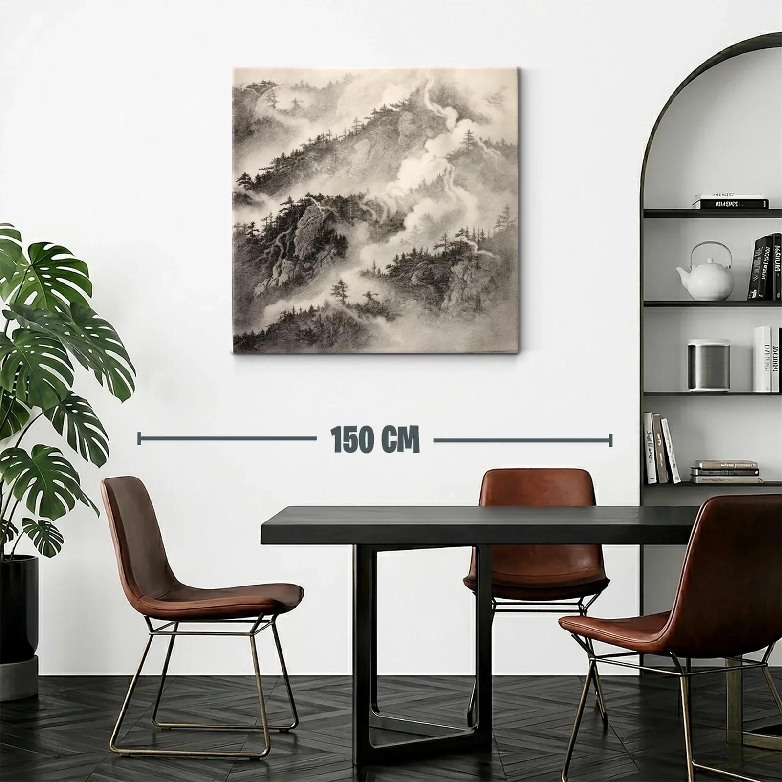 Paisaje de Montañas Nebulosas en Tonos Monocromáticos — miniatura 2