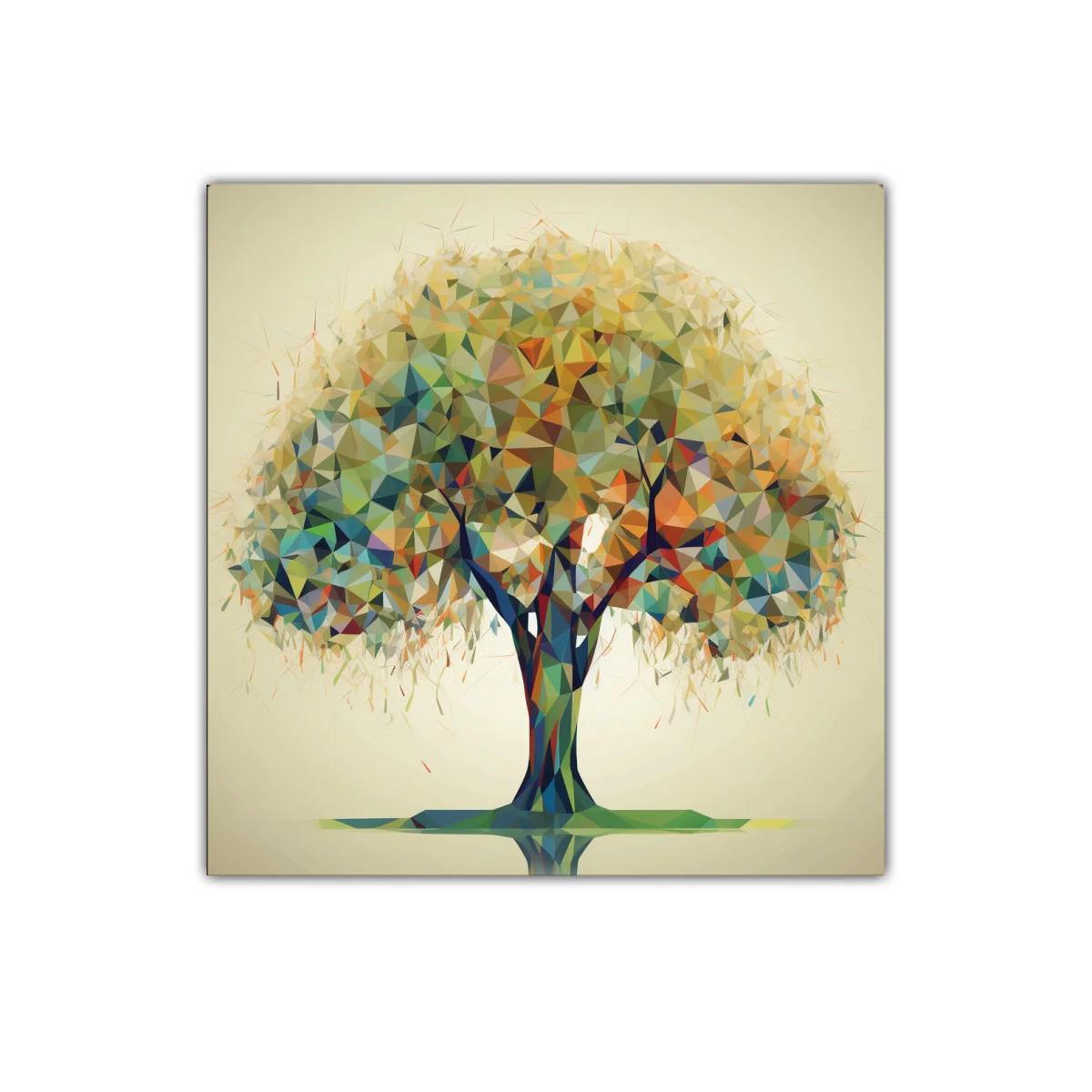 Árbol colorido con estilo geométrico y vibrante