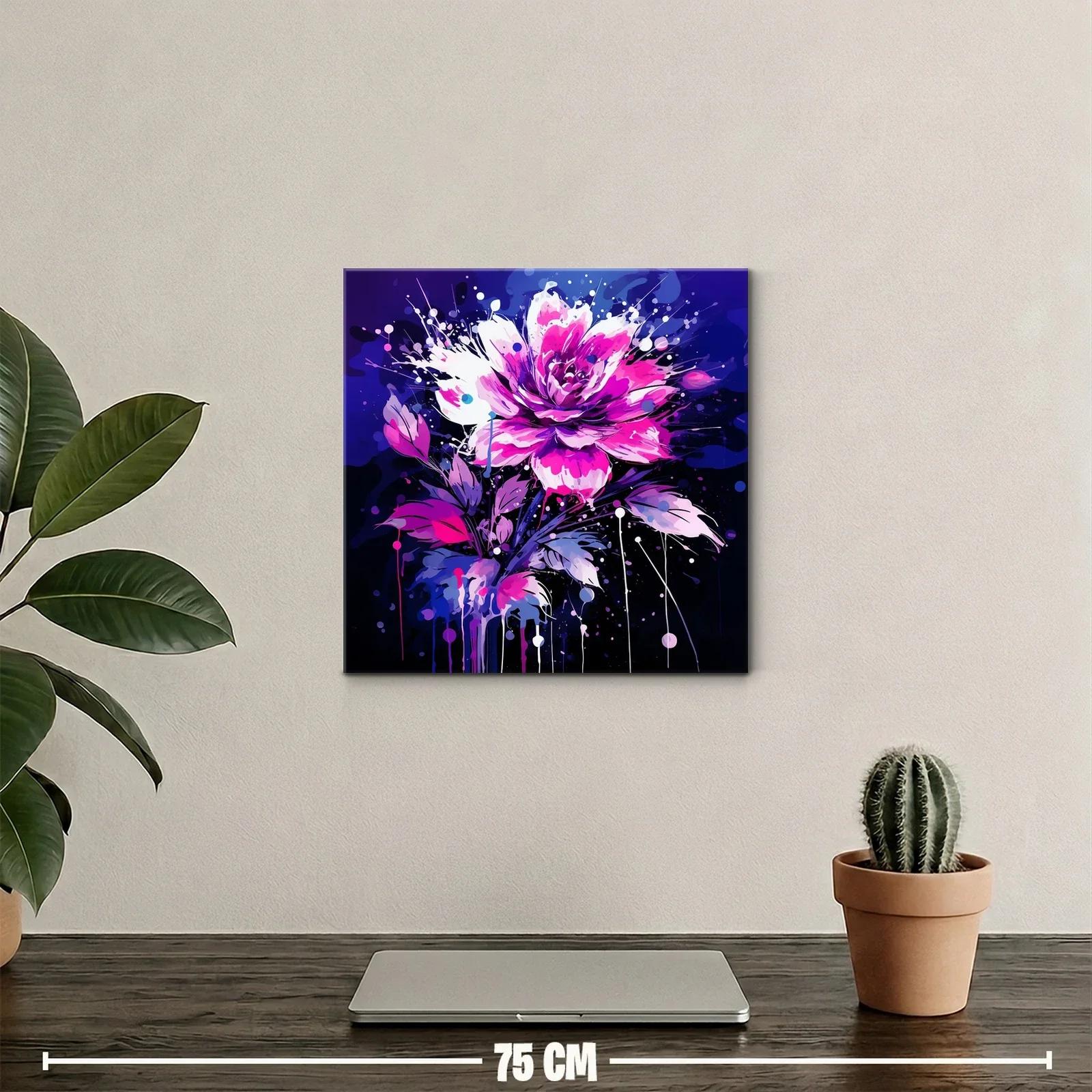 Cuadro de flor vibrante con tonos fucsia y azul marino — miniatura 2