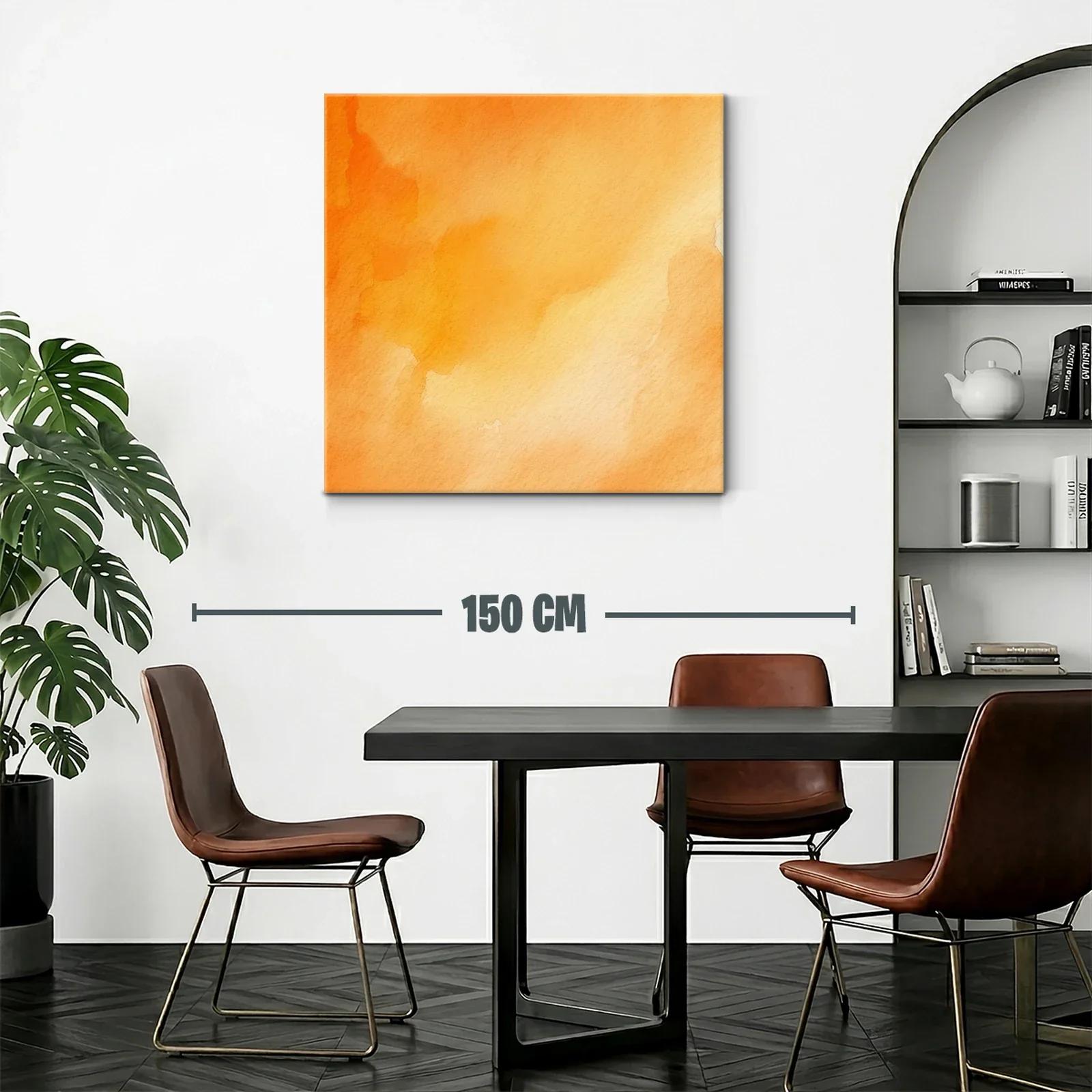 Cuadro abstracto con tonos cálidos en naranja y amarillo — miniatura 2