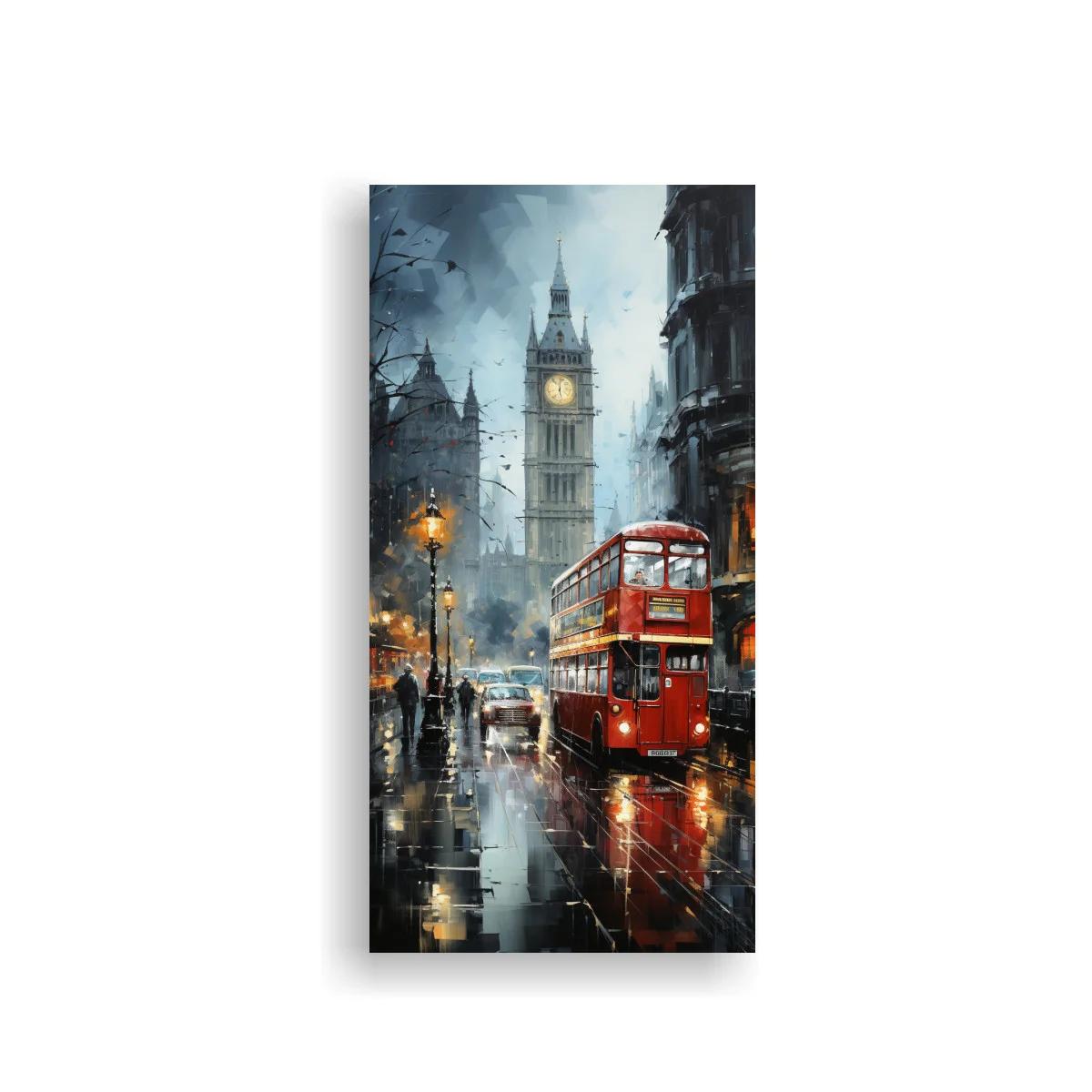 Cuadro autobús rojo de dos pisos con Big Ben