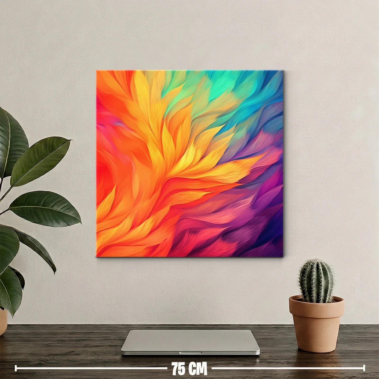Cuadro abstracto en vibrantes tonos cálidos y fríos — miniatura 2