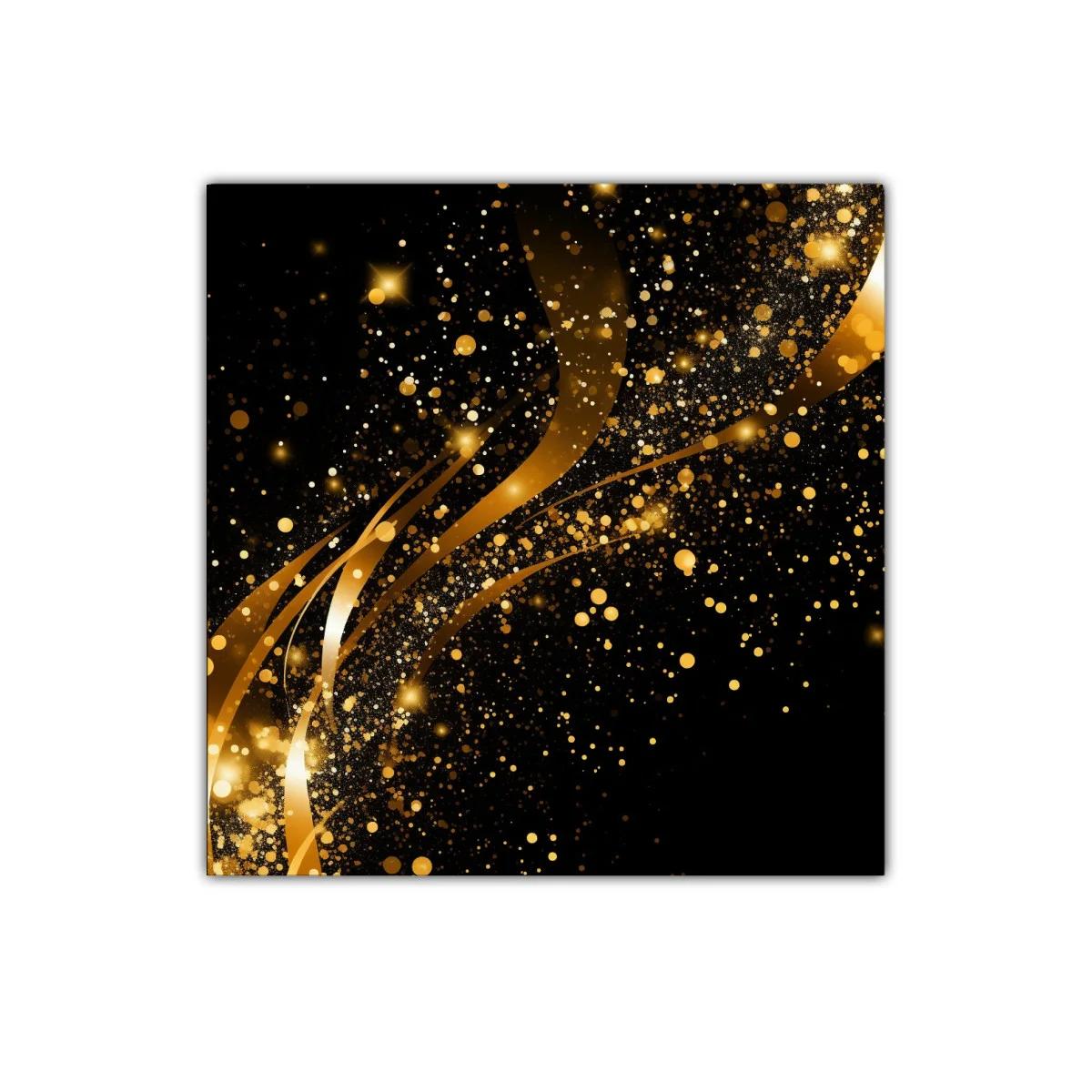 Cuadro decorativo con destellos dorados sobre fondo oscuro — imagen principal