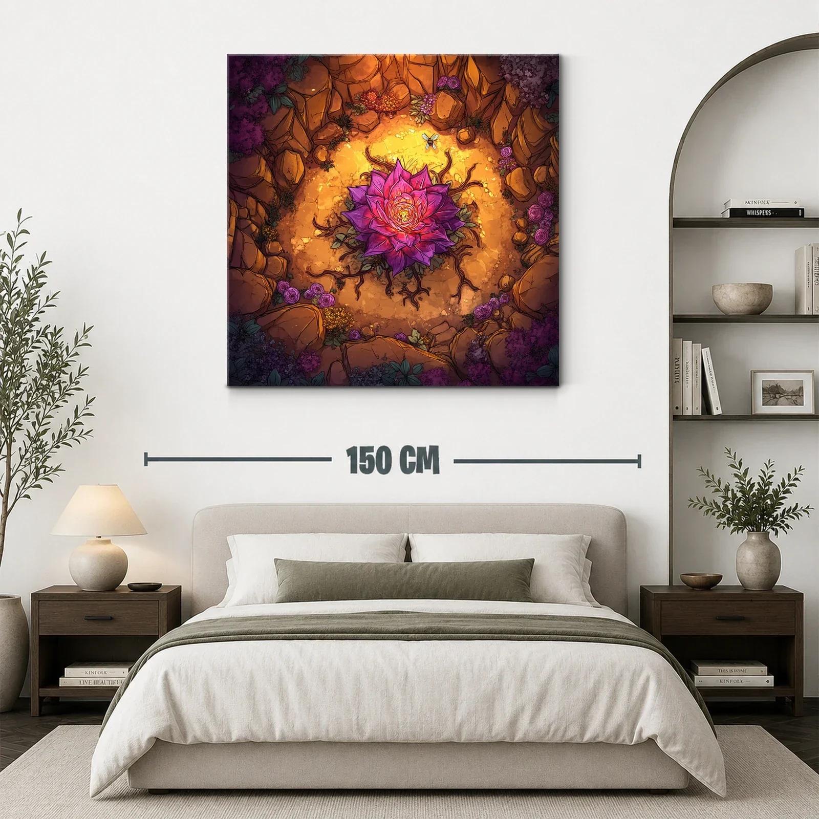 Flor luminosa rodeada de naturaleza en tonos cálidos y violetas — miniatura 3