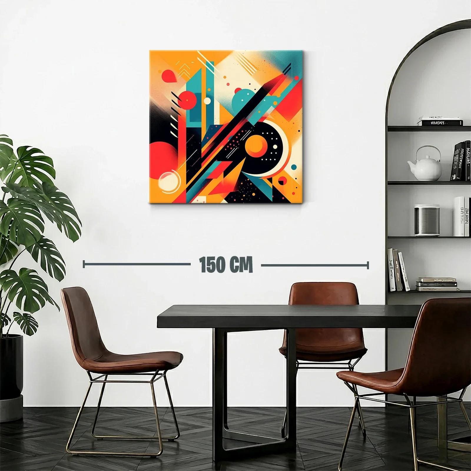 Composición abstracta en naranja rojo y turquesa vibrante — miniatura 2