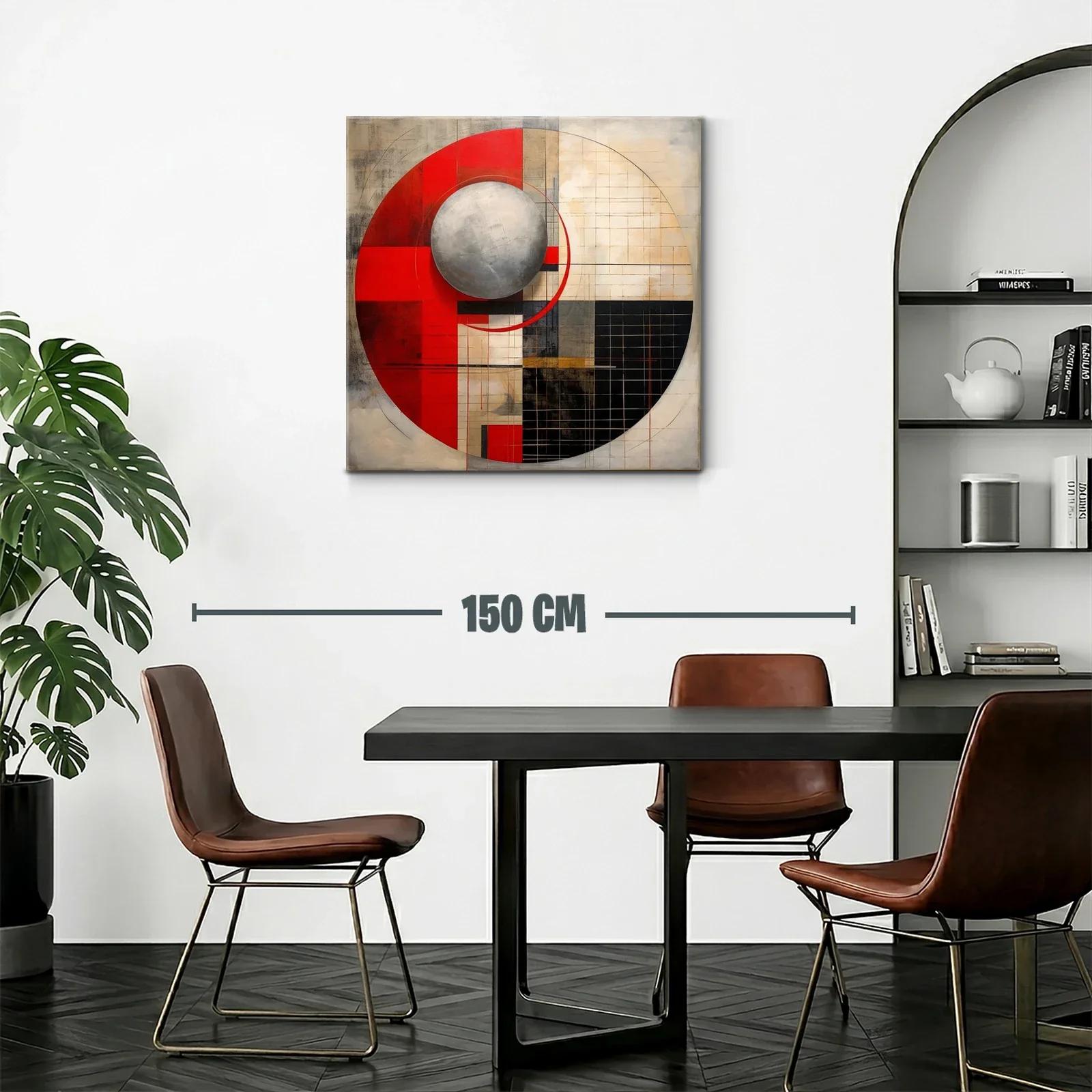 Composición geométrica moderna con esfera metálica y rojos vibrantes — miniatura 2