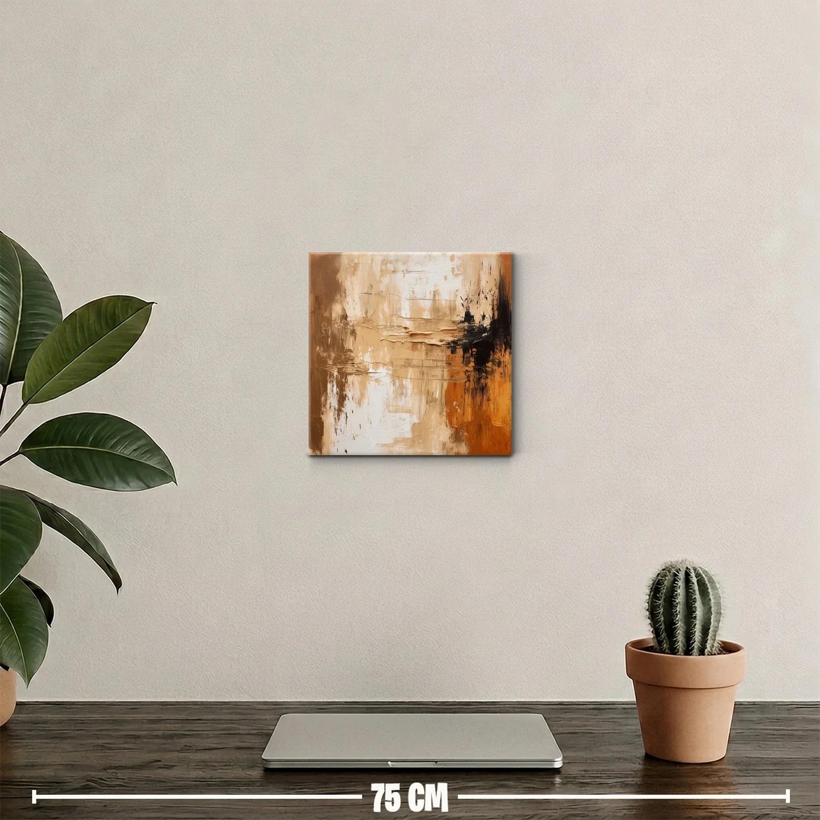 Cuadro abstracto en tonos cálidos con texturas orgánicas — miniatura 2