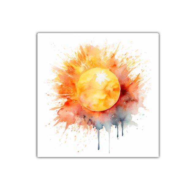Cuadro abstracto con explosion de colores cálidos