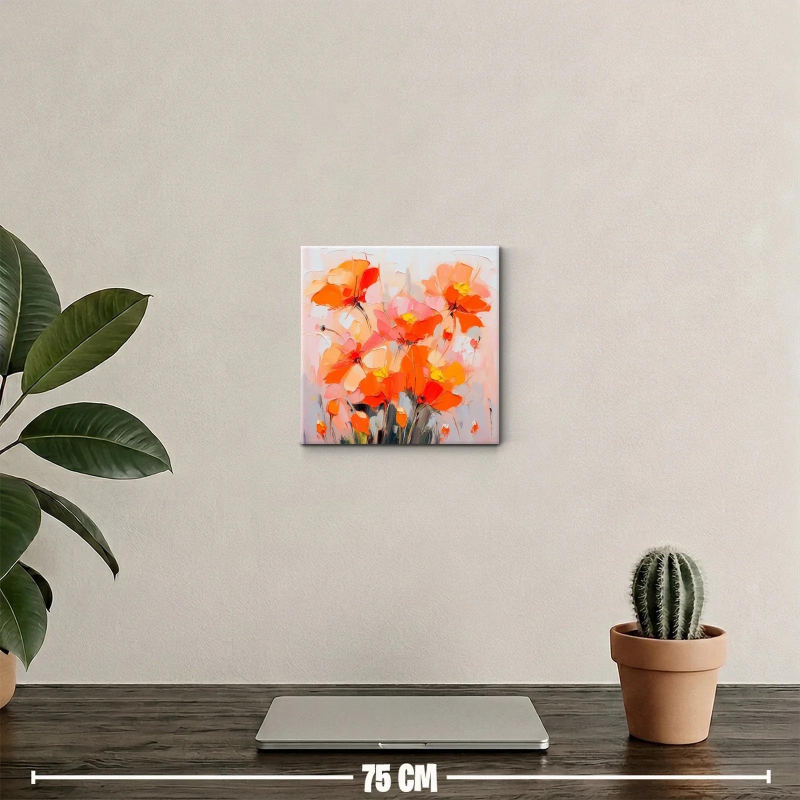 Cuadro decorativo con flores vibrantes en tonos anaranjados — miniatura 2