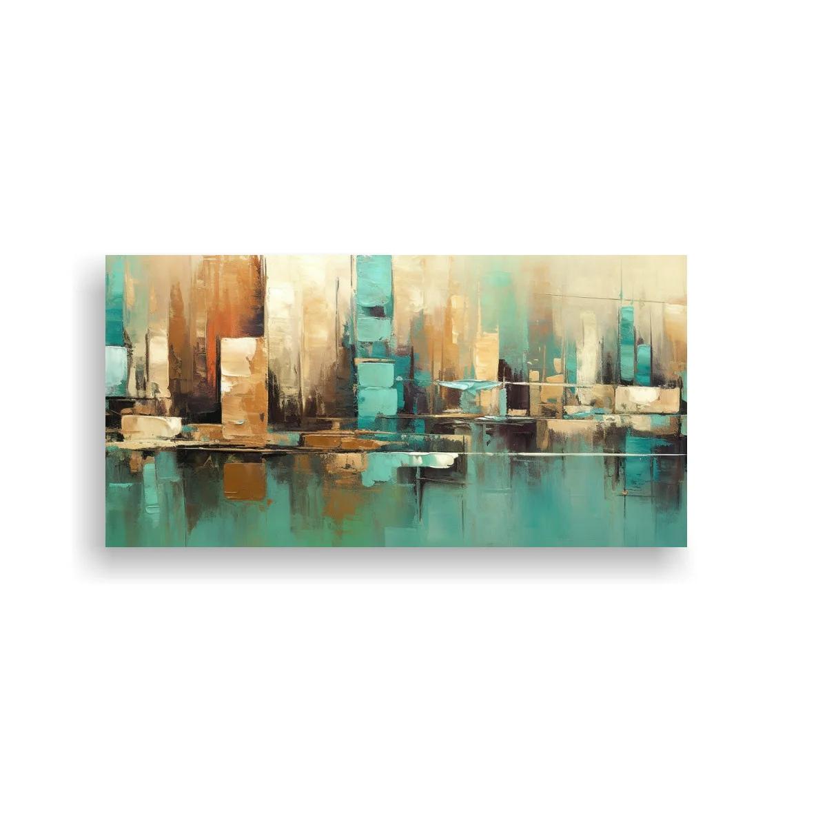 Cuadro skyline urbano abstracto con reflejos amplios