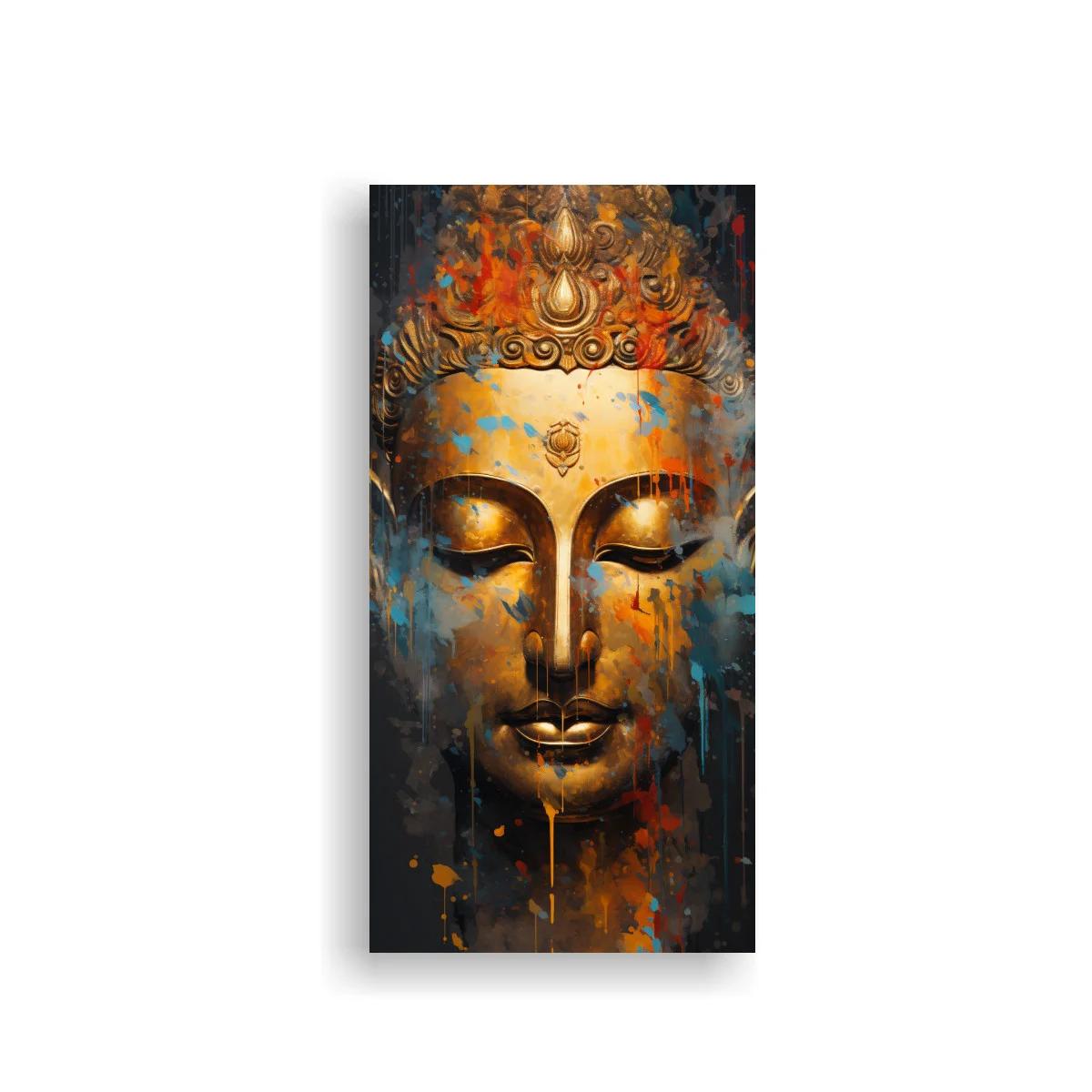 Cuadro rostro de Buda con tocado elaborado