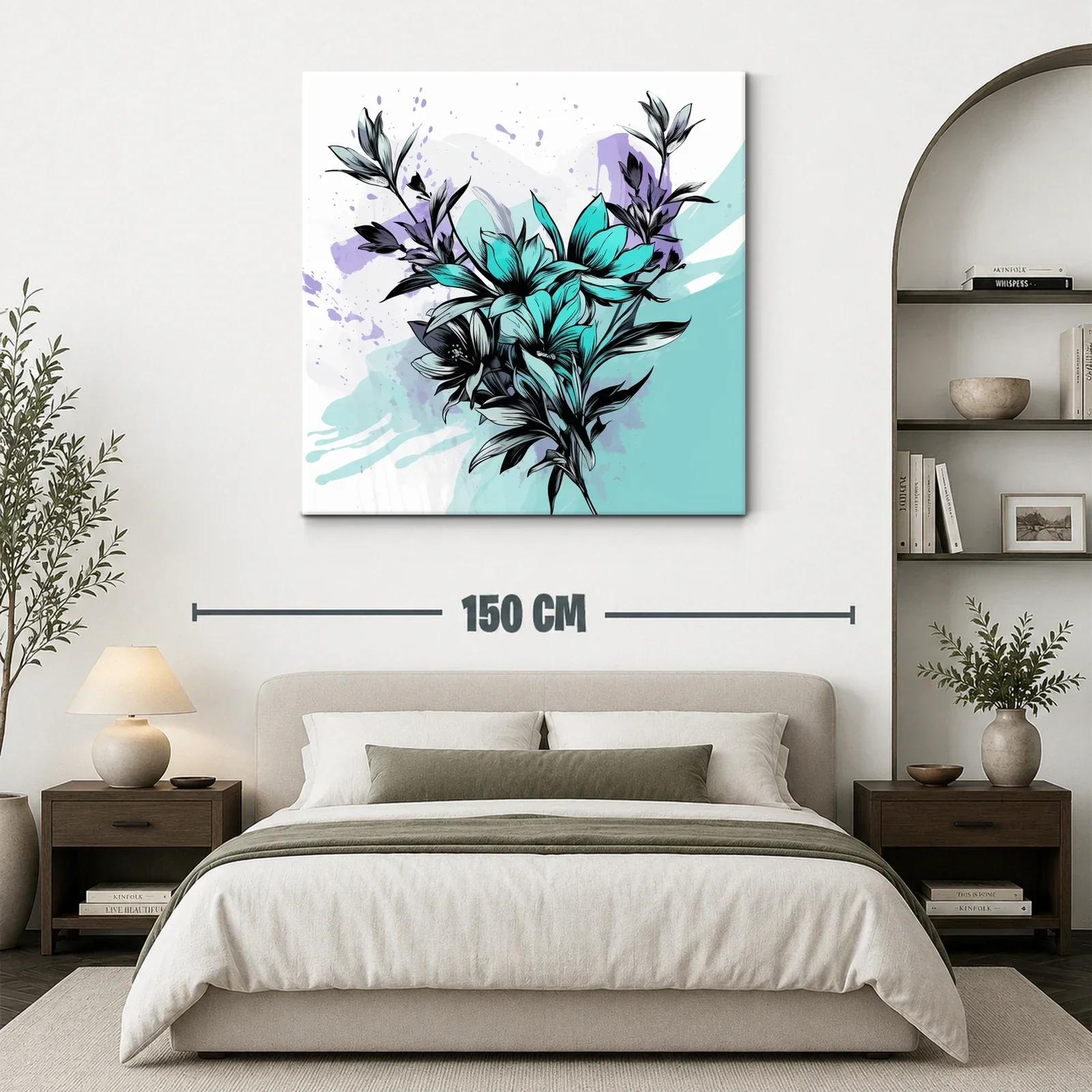 Ramo de flores con toques turquesa y lavanda vibrante — miniatura 3