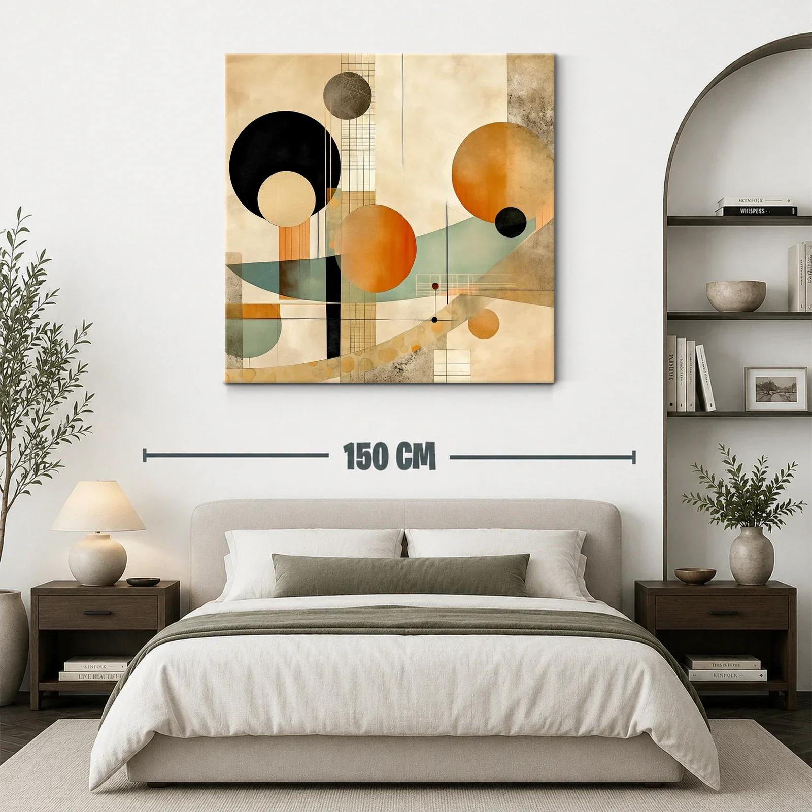 Arte abstracto con formas circulares en tonos cálidos y neutros — miniatura 3