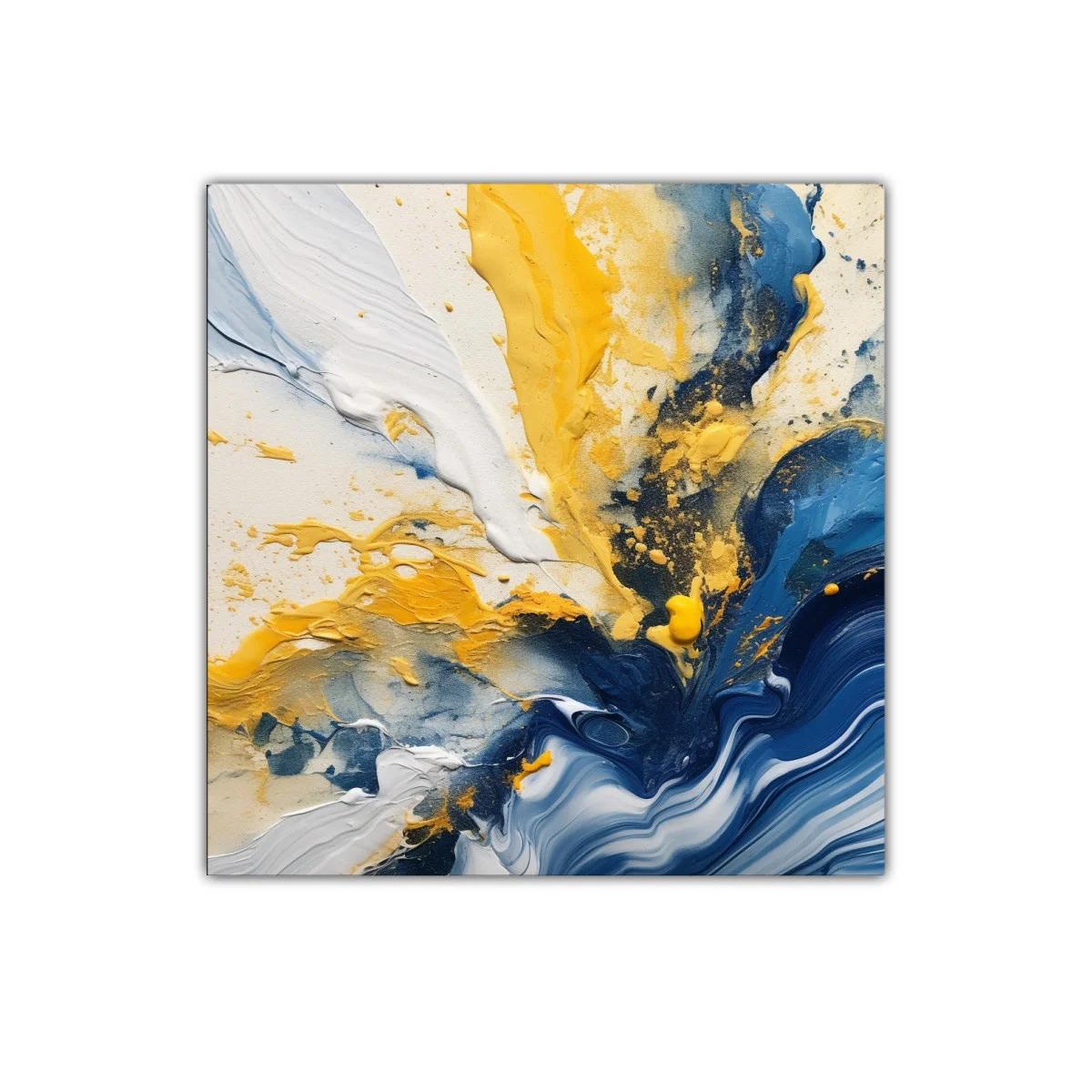 Cuadro decorativo abstracto en tonos azul y amarillo vibrante — imagen principal