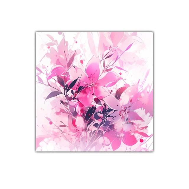 Cuadro decorativo con delicadas flores en tonos rosas y lilas