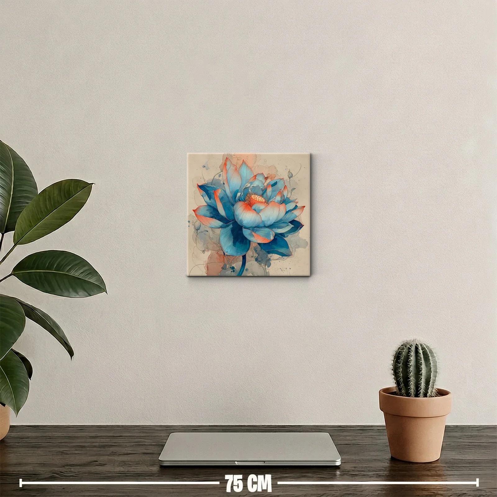 Flor Azul con Detalles Rojizos en Estilo Acuarela — miniatura 2