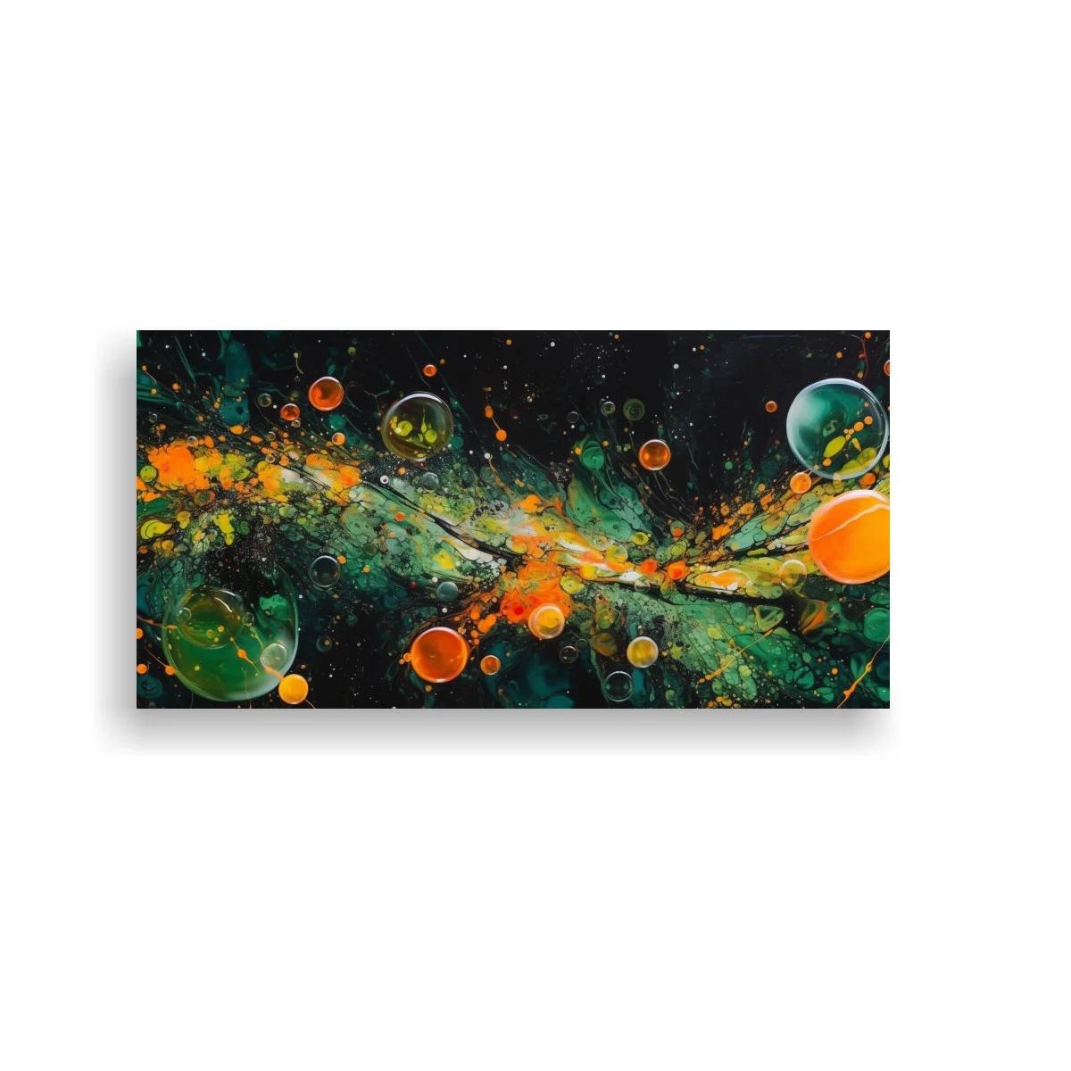 Cuadro galaxia abstracta con flujo diagonal y salpicaduras