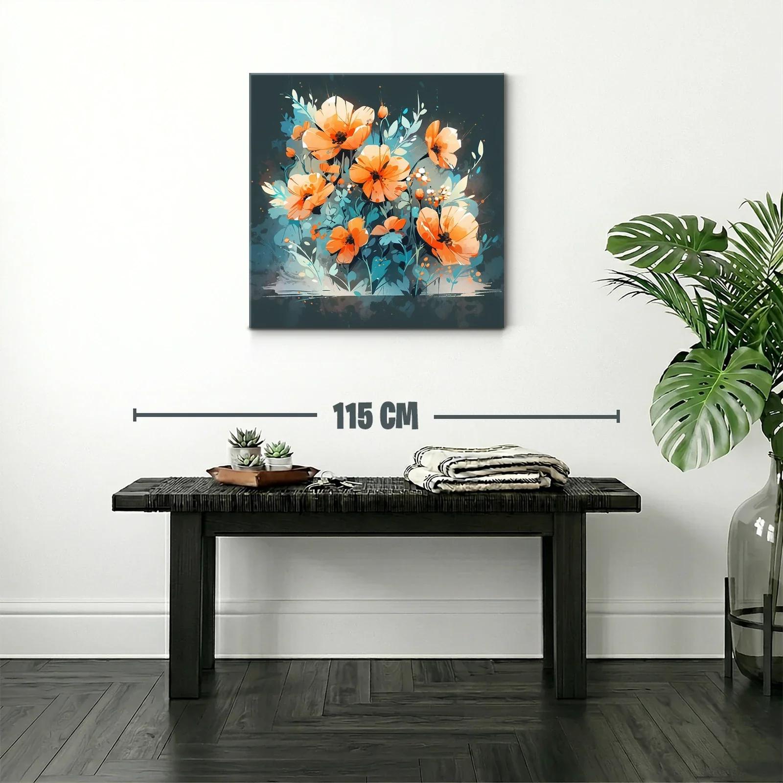 Flores naranjas vibrantes sobre fondo azul profundo — miniatura 2
