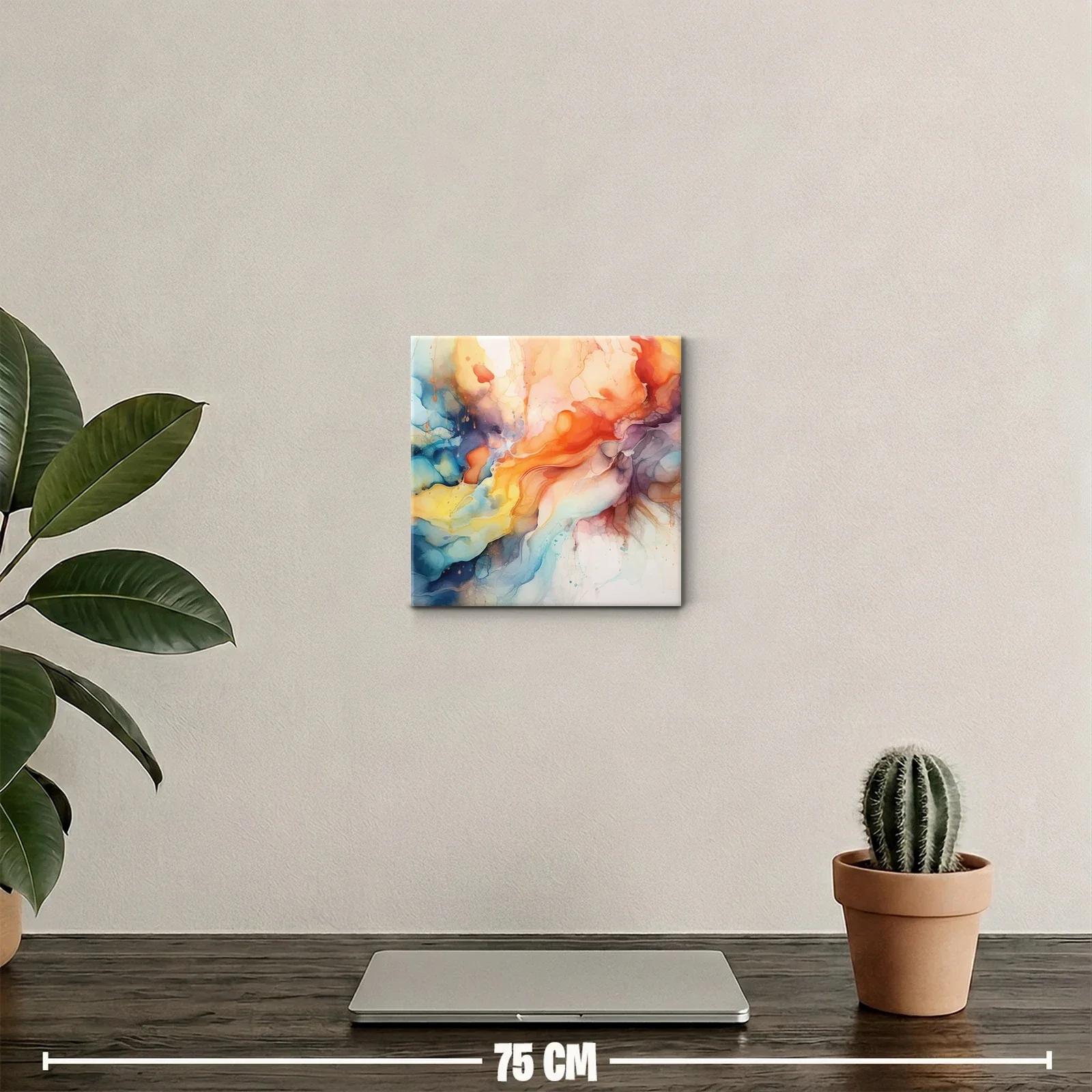 Composición abstracta con tonos cálidos y fríos vibrantes — miniatura 2