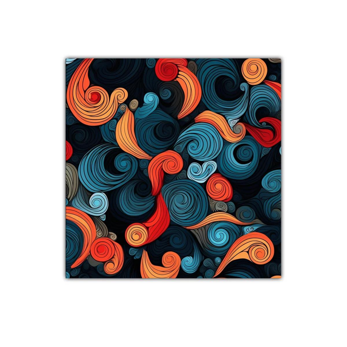 Cuadro abstracto con remolinos en tonos cálidos y fríos — imagen principal