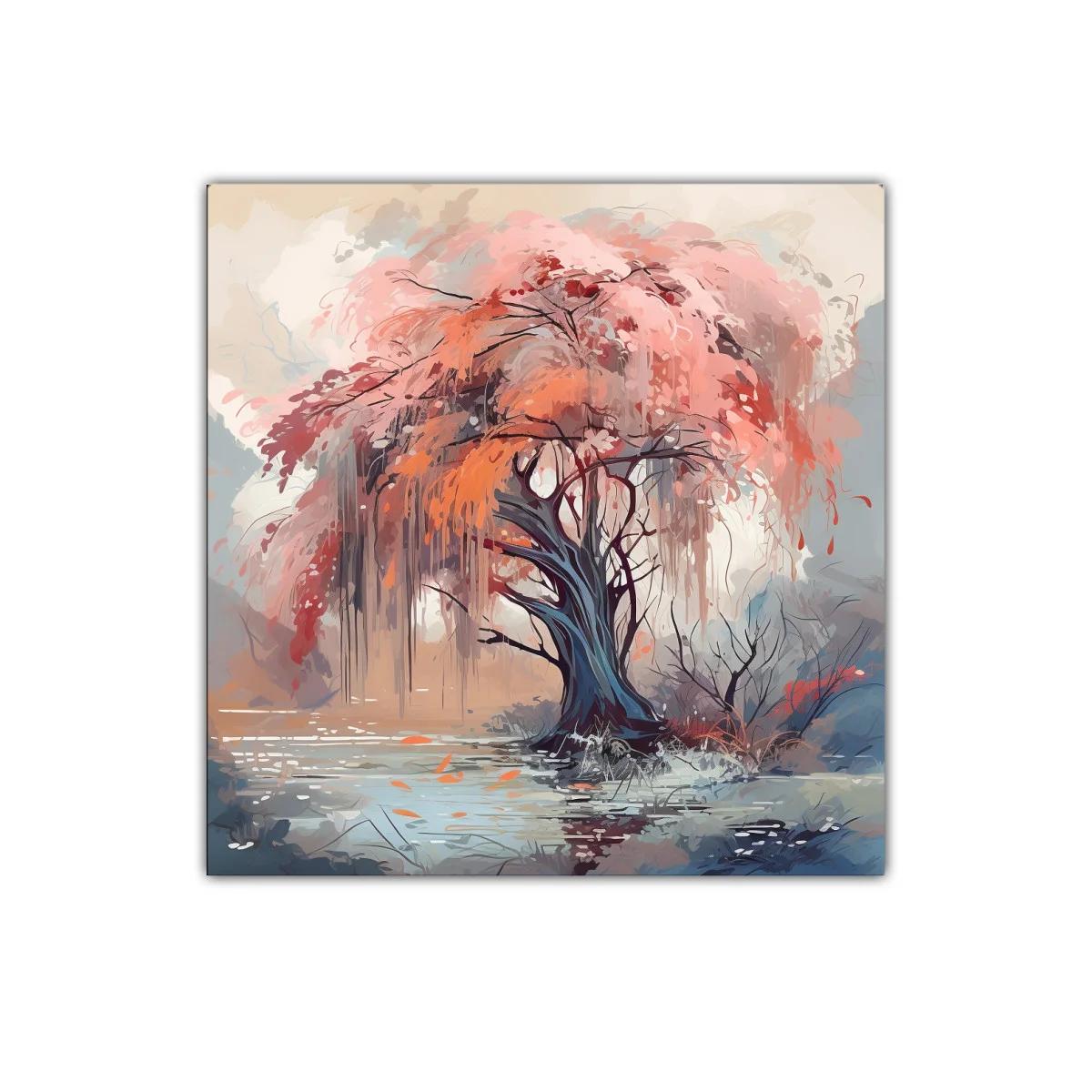 Árbol vibrante en paisaje de tonos cálidos y suaves — imagen principal