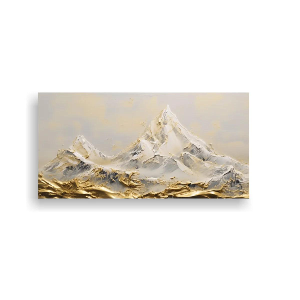 Cuadro montañas nevadas con textura empastada