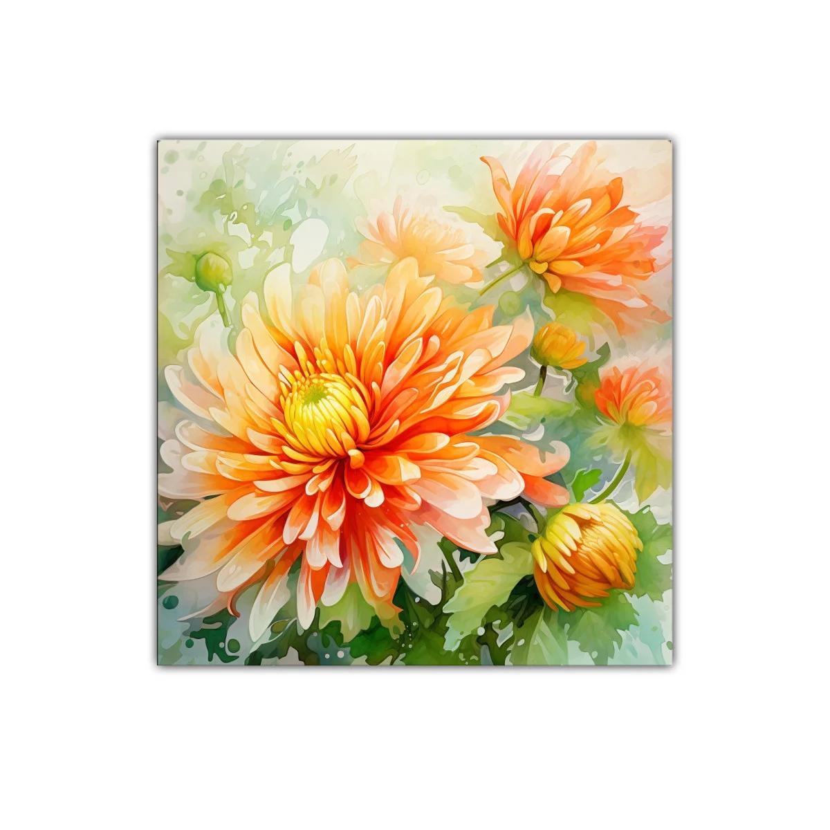 Cuadro decorativo con flores vibrantes en tonos naranjas