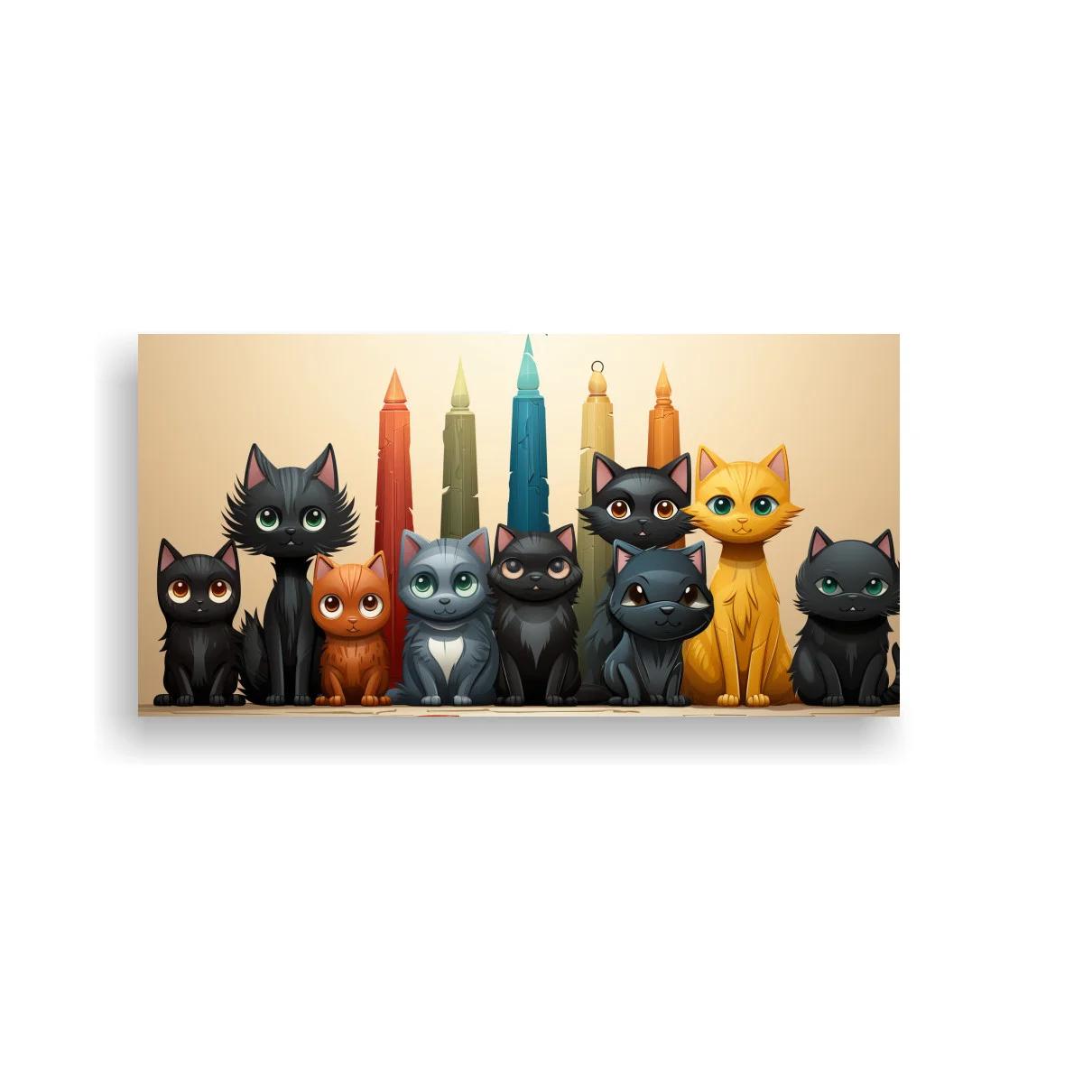 Cuadro grupo de gatos delante de velas de colores — imagen principal