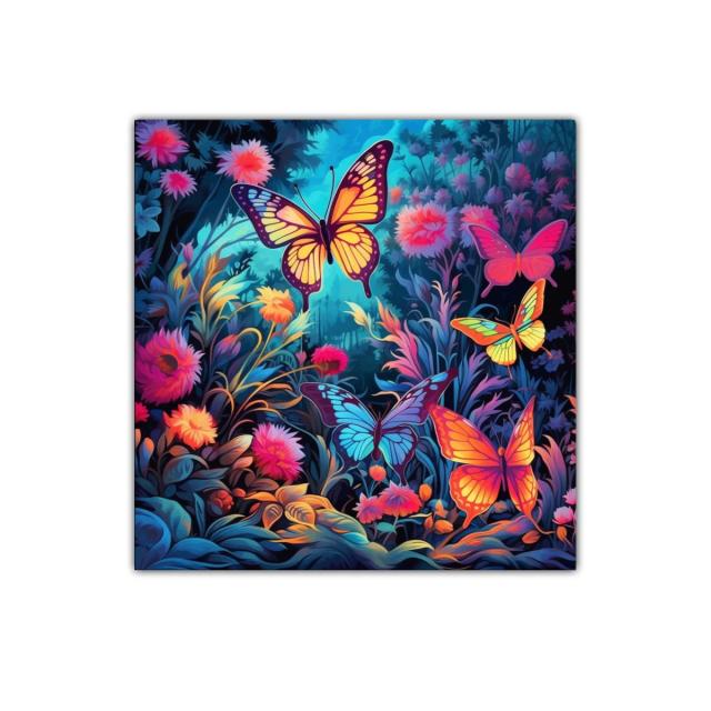 Mariposas vibrantes en jardín de ensueño colorido